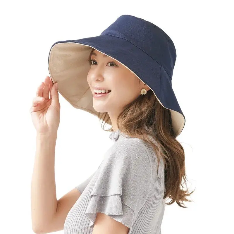 現貨🌸日本直送 |日本抗UV 雙面可折疊防曬帽/太陽帽/漁夫帽（藍色）