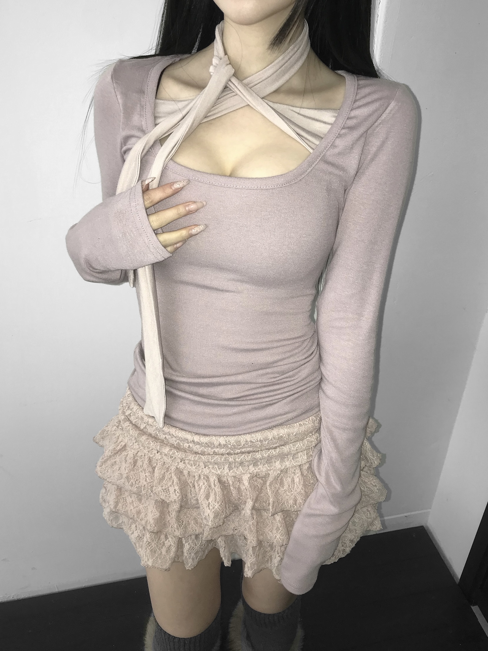 Tiered Ruffled Lace Mini Skirt