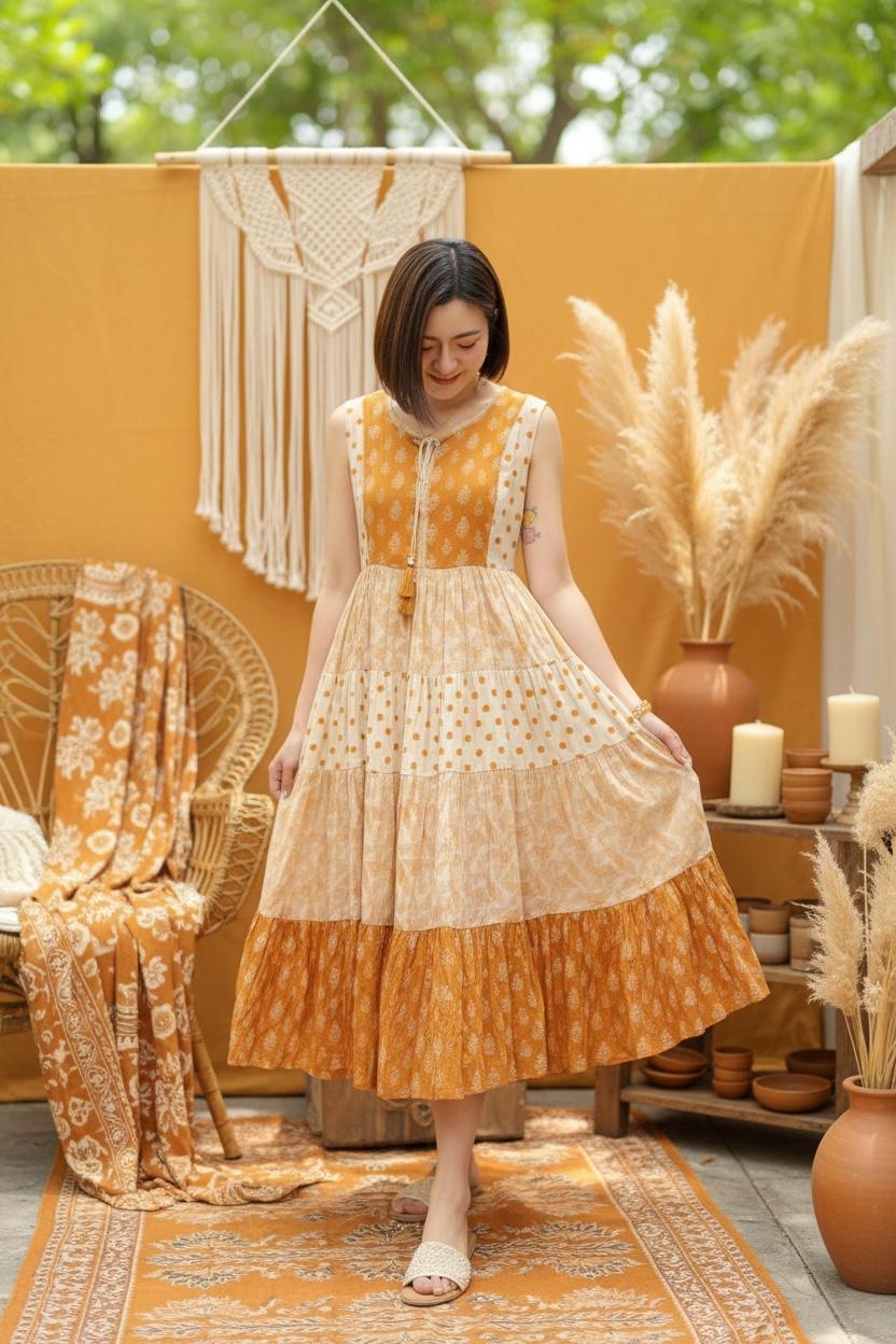 Ginger Yellow Cake 4-layer Sleeveless OP 45" #1453