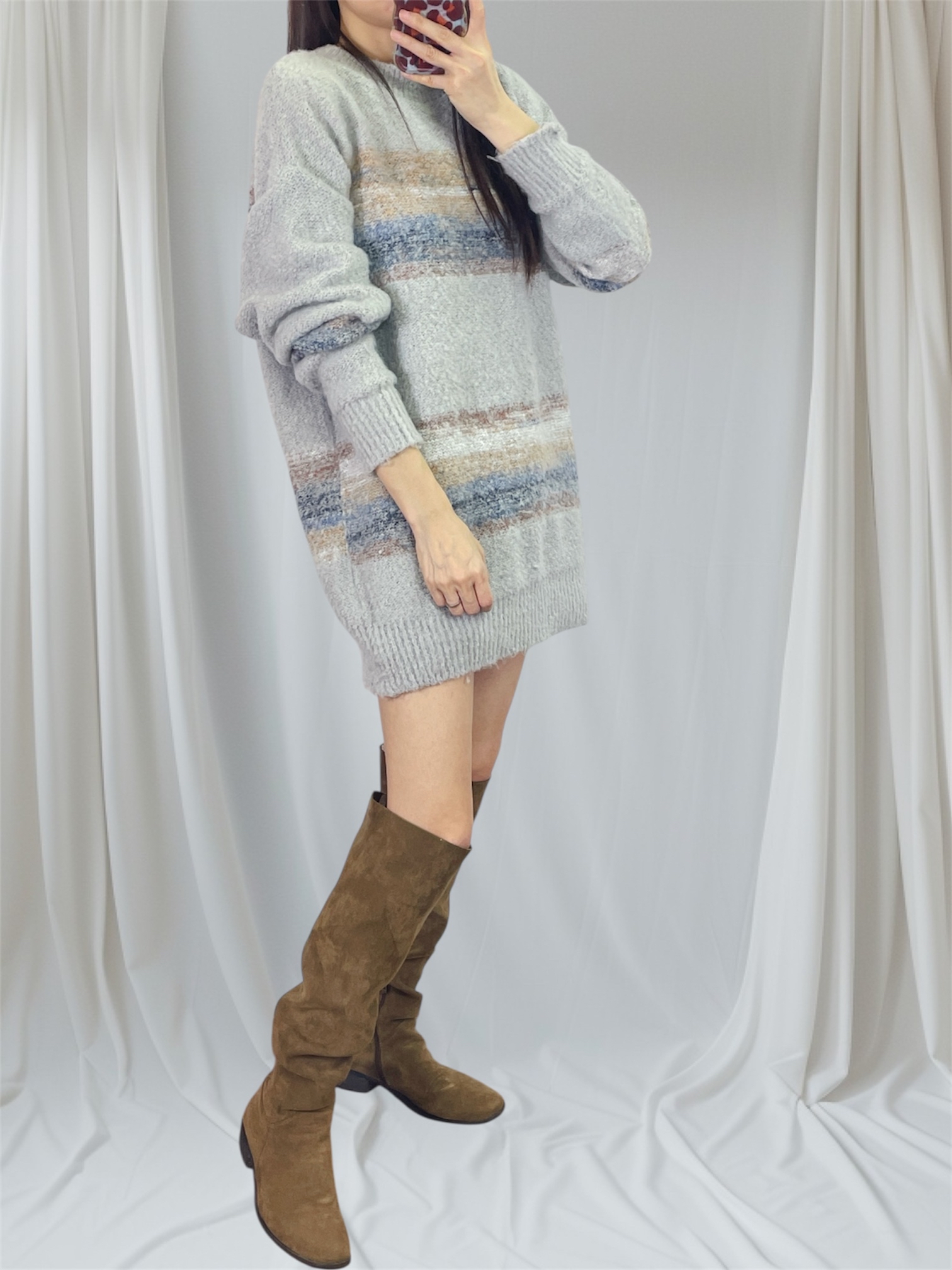 K5545 軟糯間色長身針織