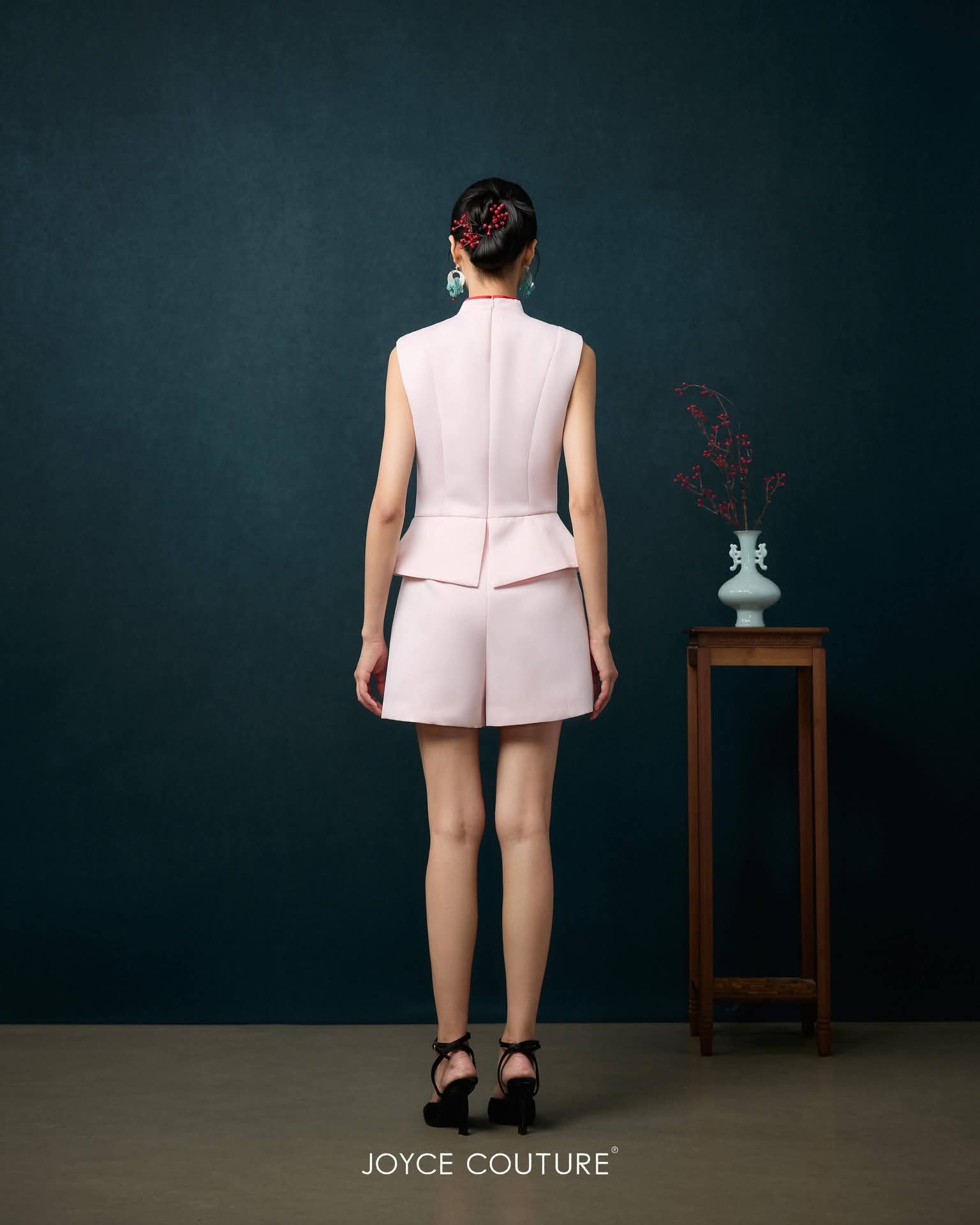 精致竹节旗袍连身裤 D0376