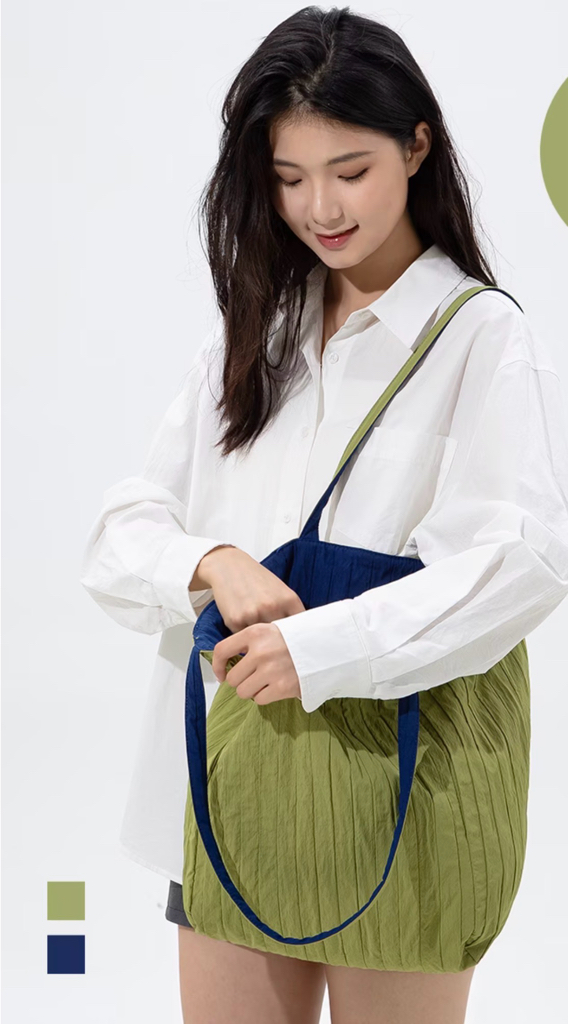 Striped Pleated Double Face Shoulder Bag