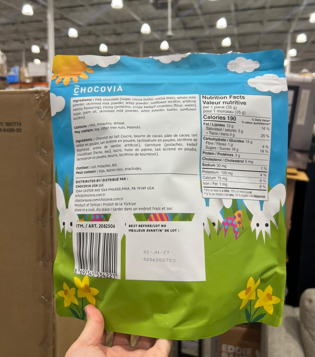 加拿大直送預購  *Chocovia 牛奶朱古力配開心果細絲酥皮* 450g