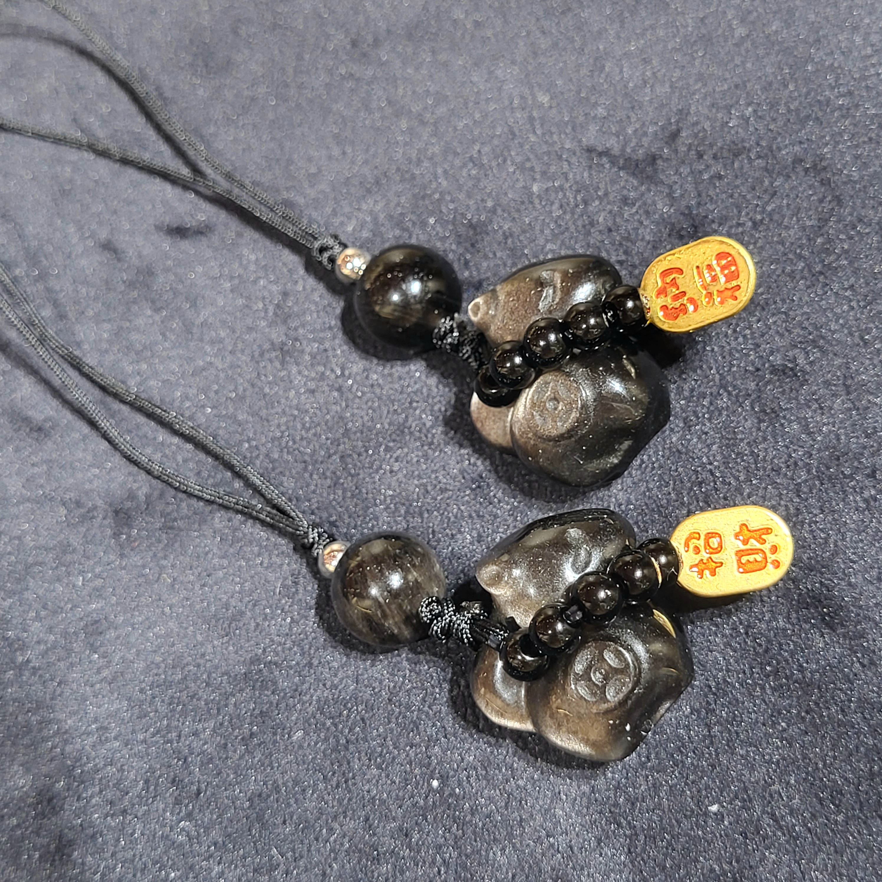 銀曜石招財馬仔手機掛繩