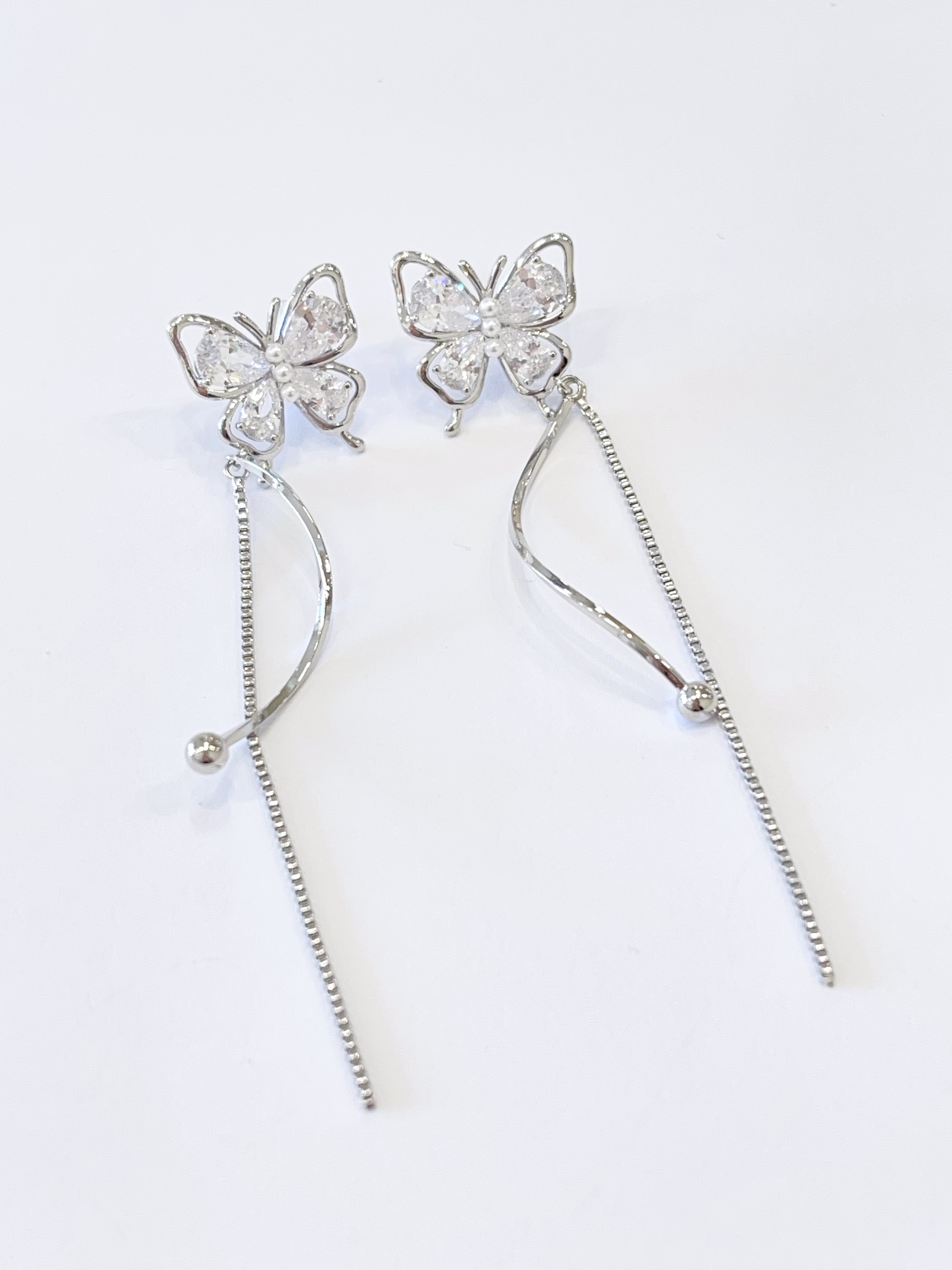 高级感锆石蝴蝶长流苏耳环