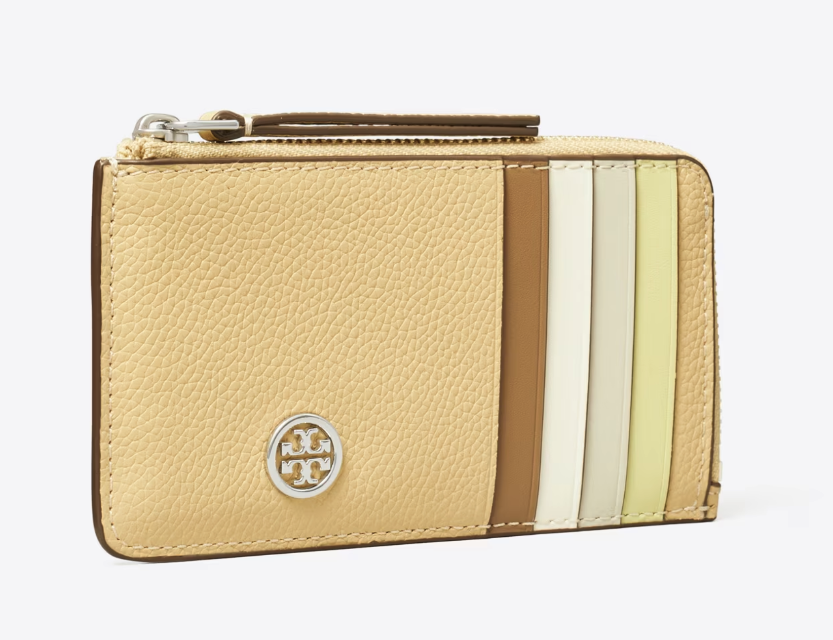 Tory Burch Robinson Pebbled Top -Zip Card Case