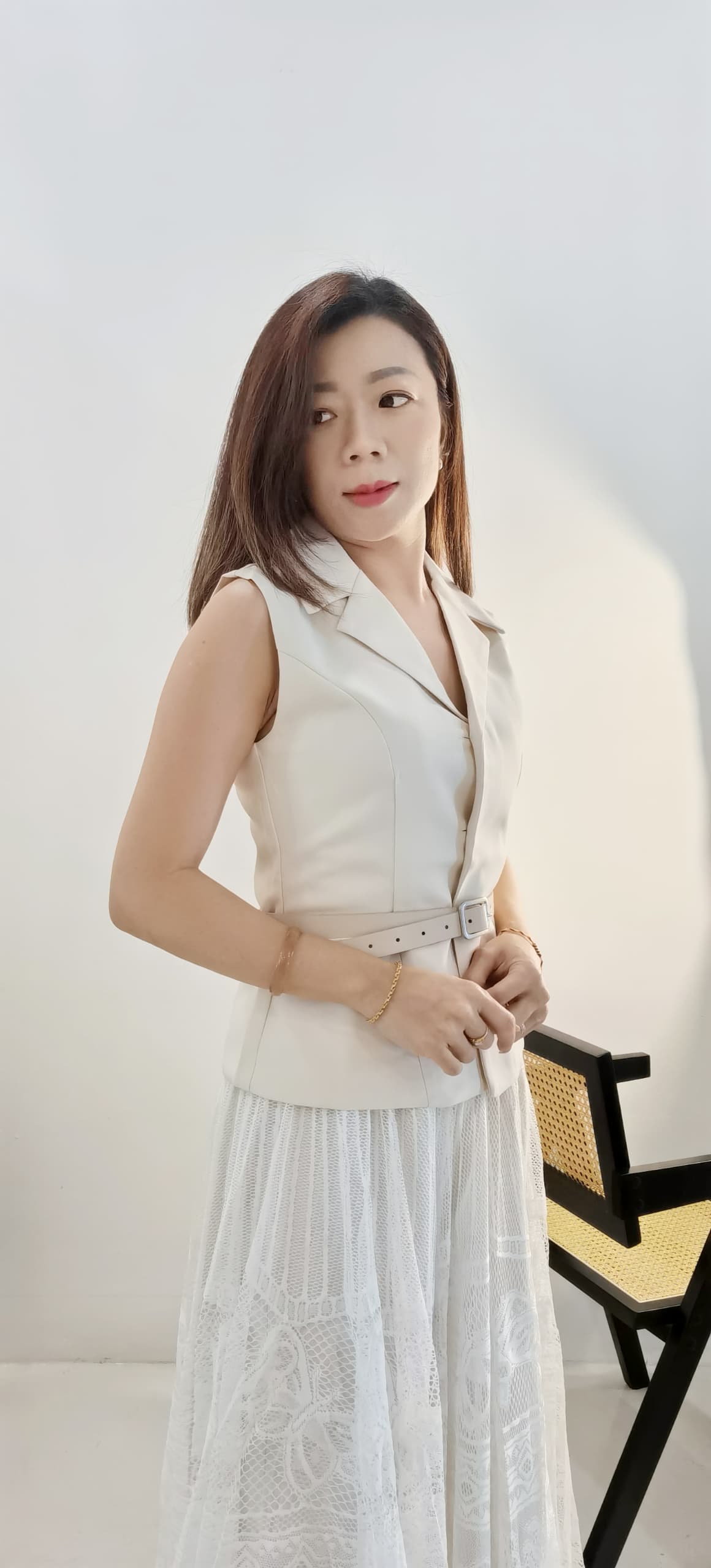 2966 PREMIUM VEST LACE DRESS SET 轻奢风Vest蕾丝半裙套装 