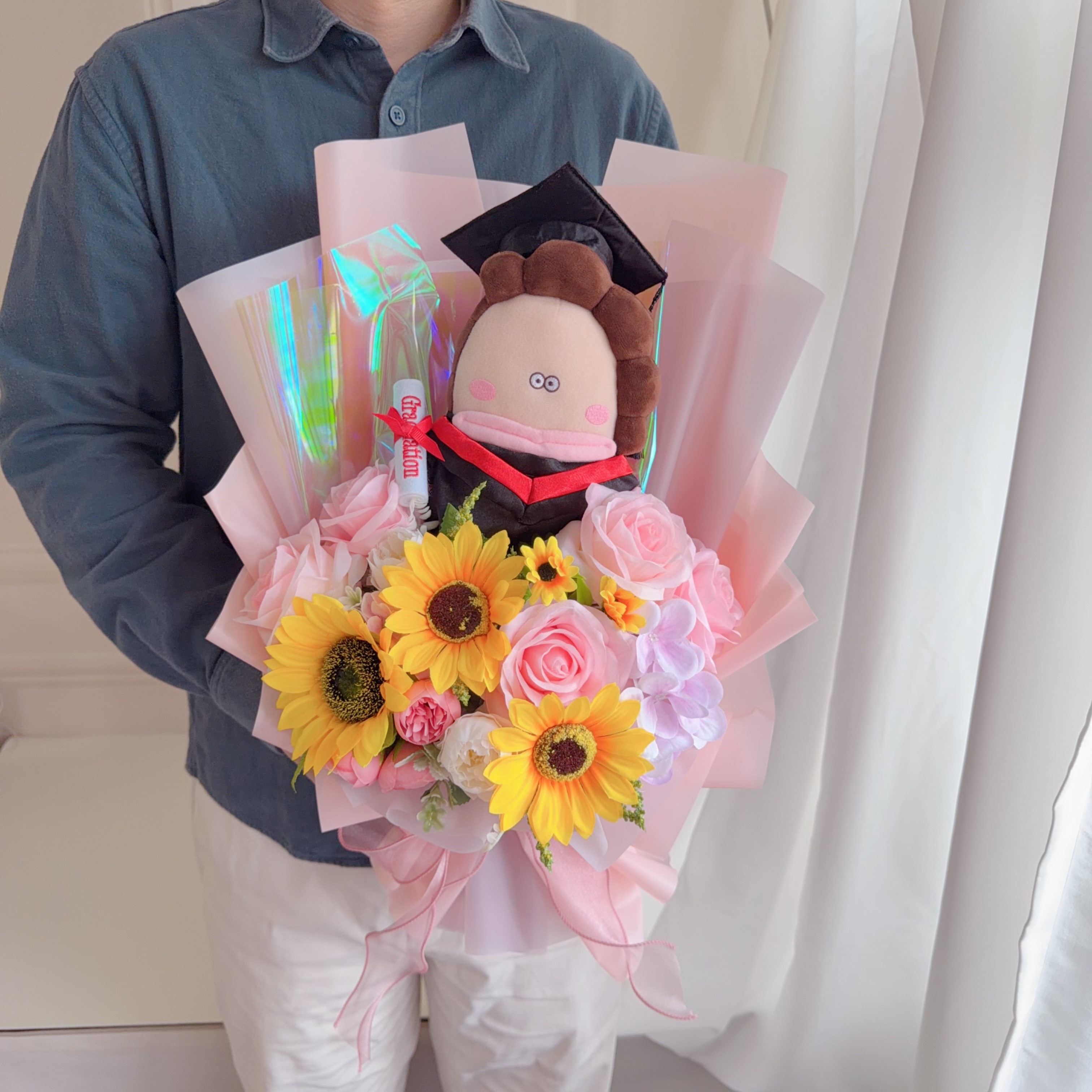 (現貨)花師奶畢業公仔花束 現貨價