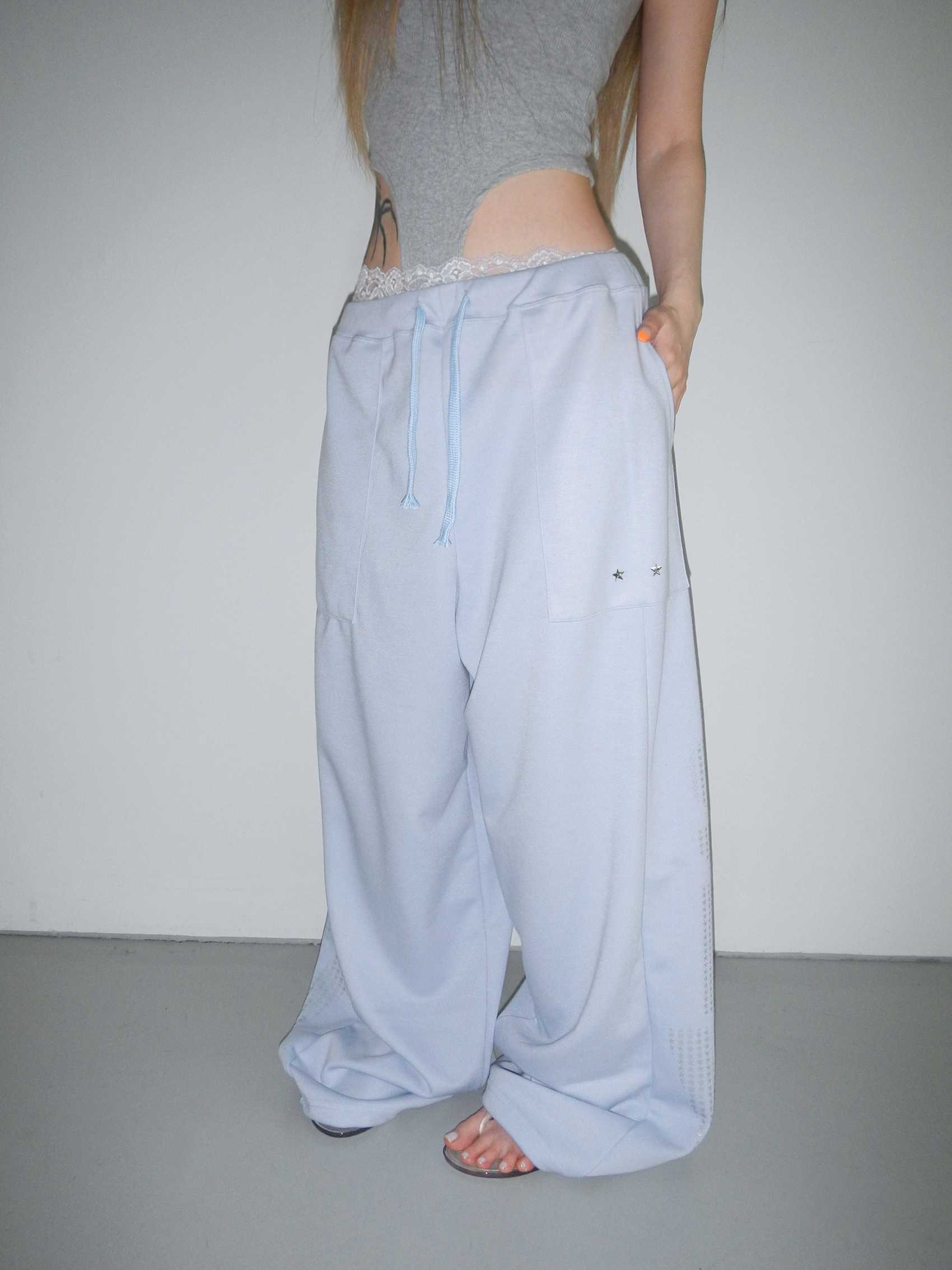Rhinestone Wide-Leg Sweatpants