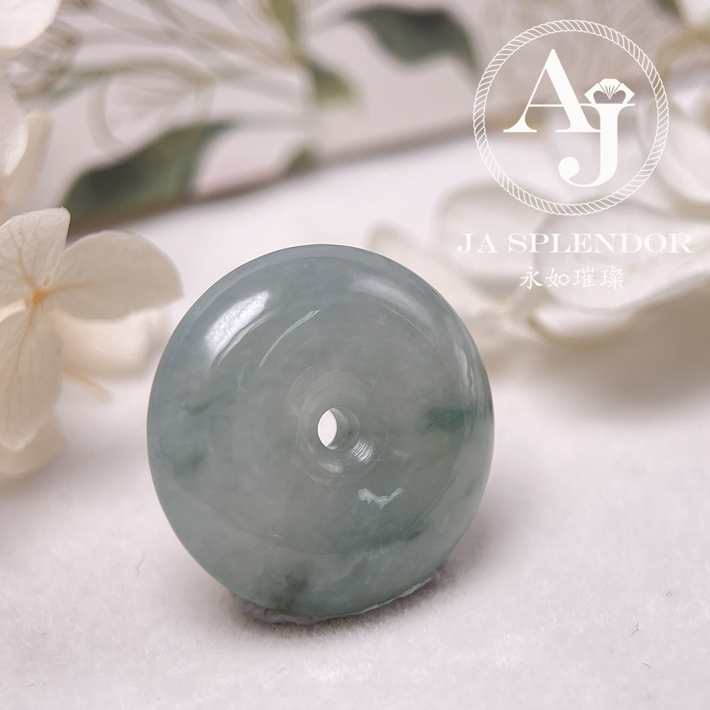 JN-177 天然翡翠A玉 冰種飄綠平安扣