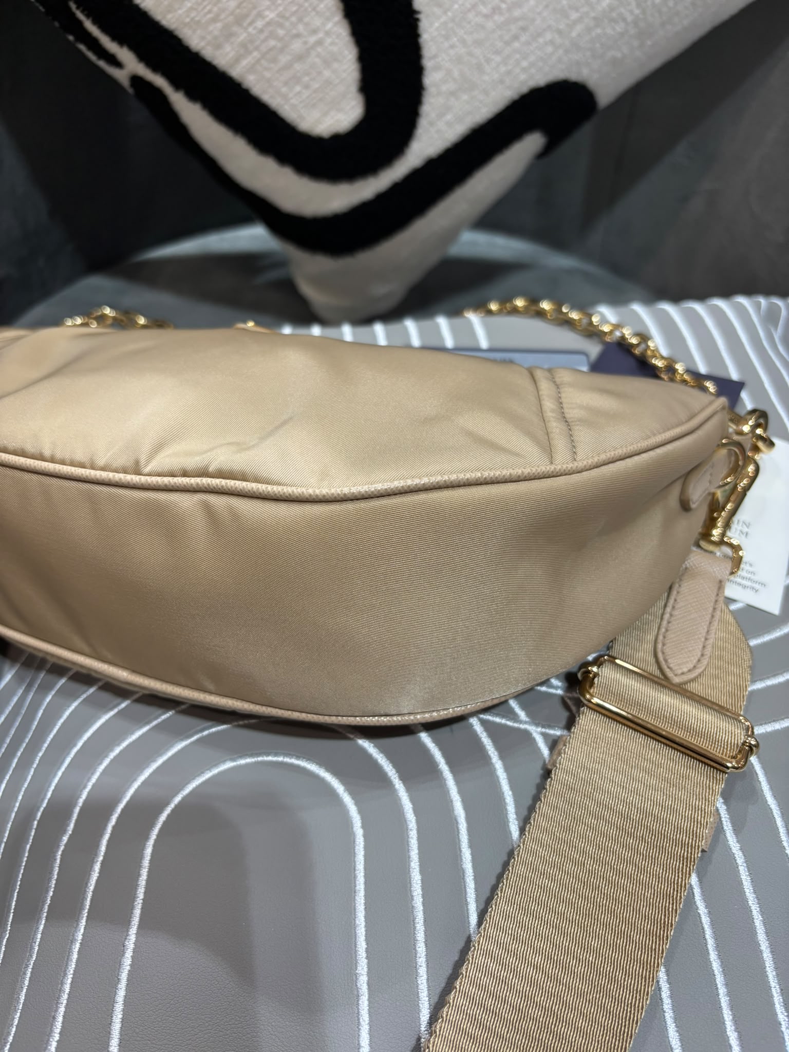 PRADA Re-Nylon Demi-Lune hobo bag 2 way bag 1BH222 100%Authentic, 95%New ✅ certificate ✅Dust Bag