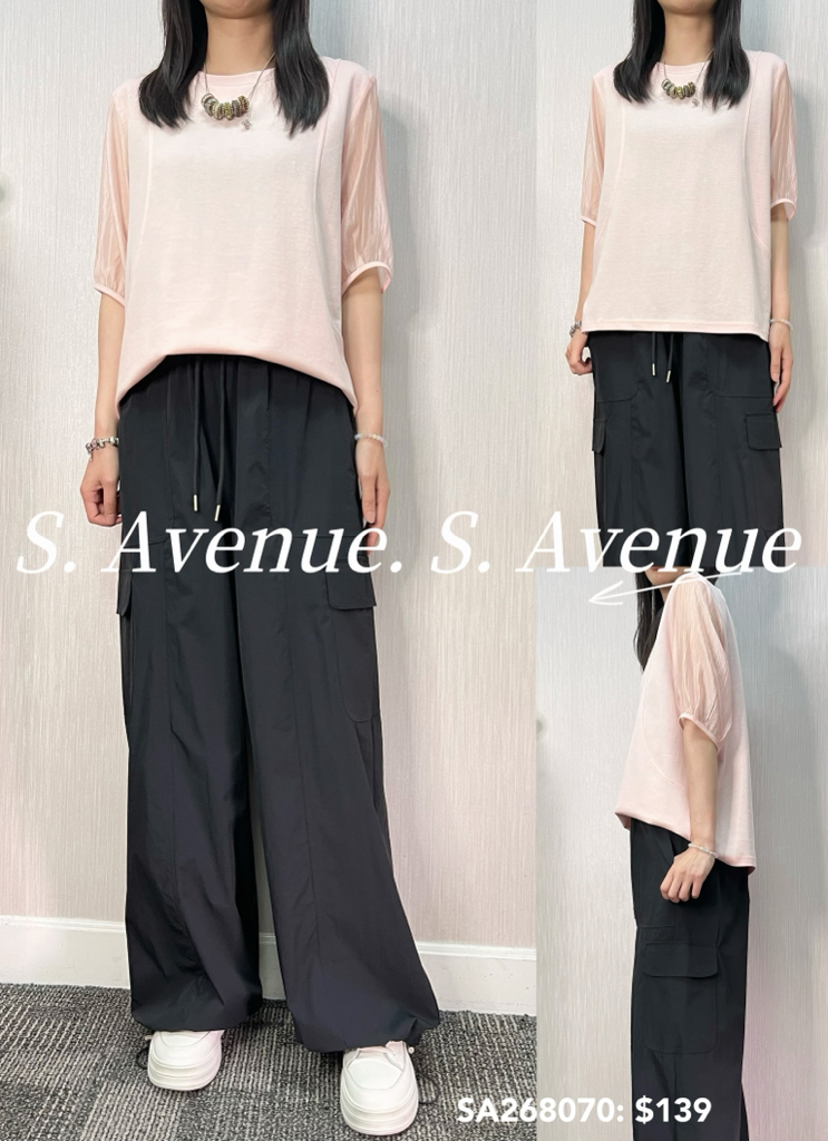 SA268070:紗袖前有骨簡約靚款top