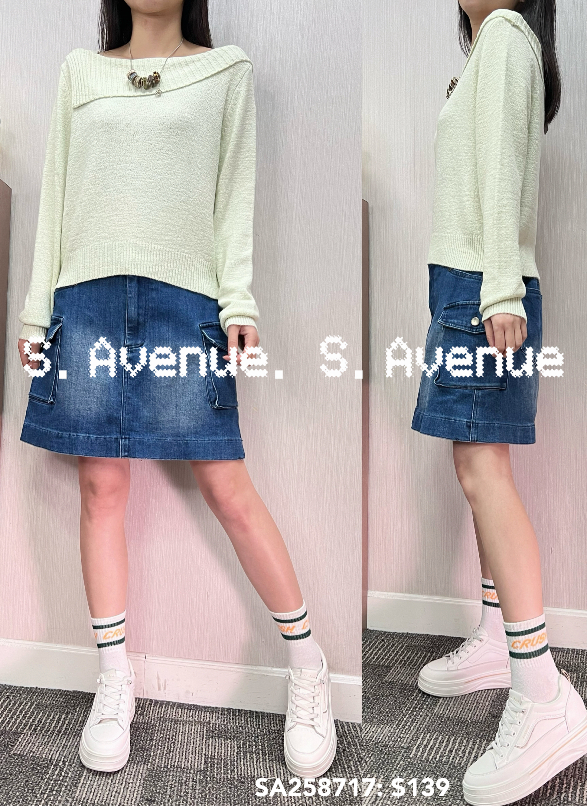 SA258717: 長袖反領糖果色薄冷top