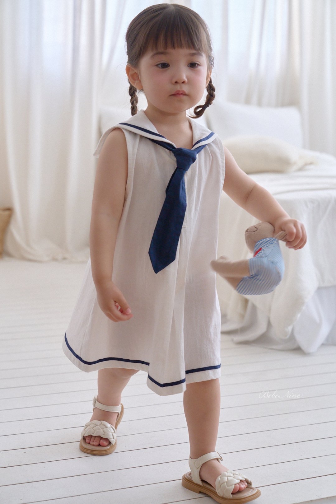 ☀️預訂 韓國直送☀️🇰🇷Bebenine兩色海洋風水手領巾背心連身裙