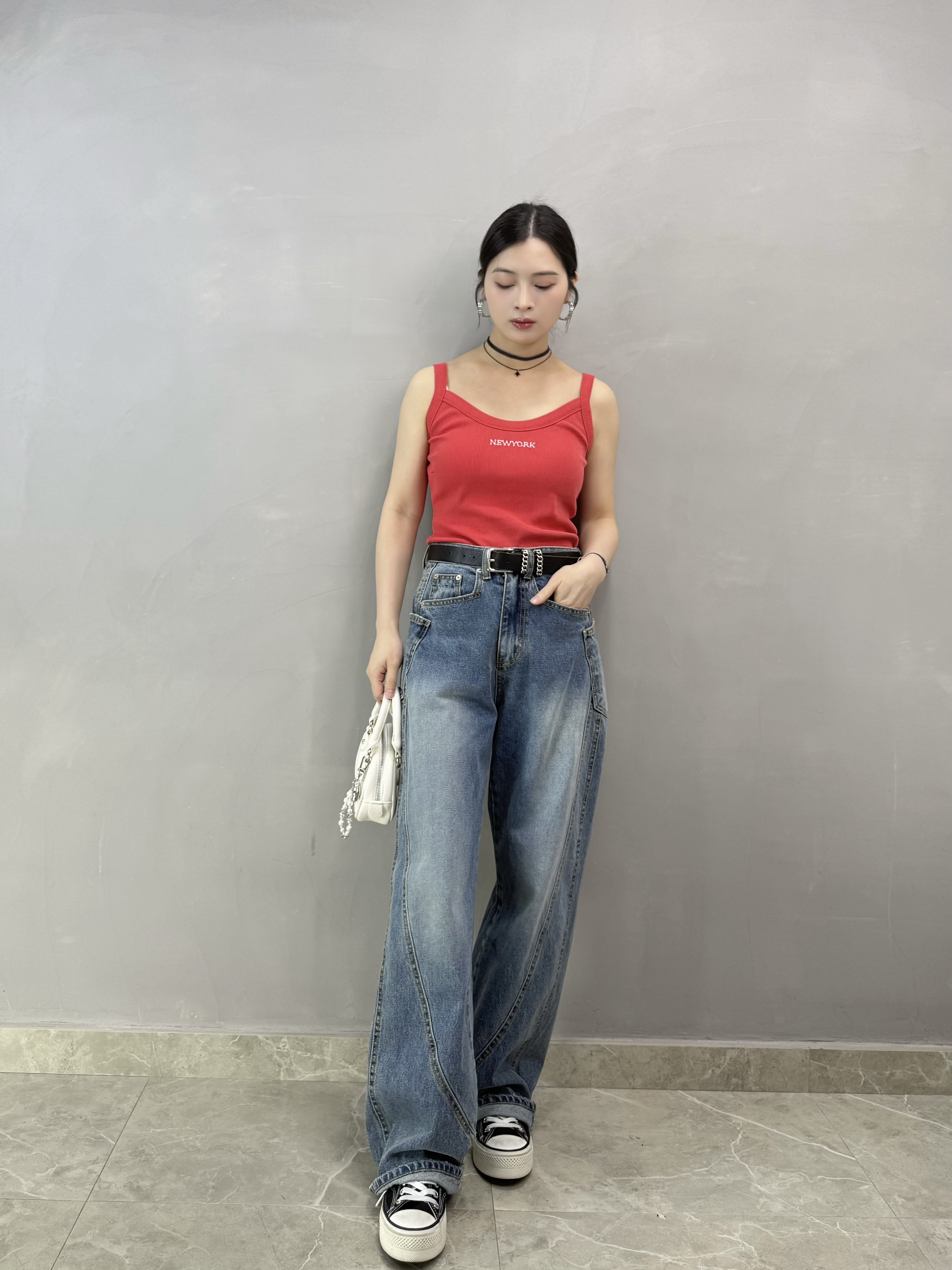 R72 刺繡NY 暗紋吊帶