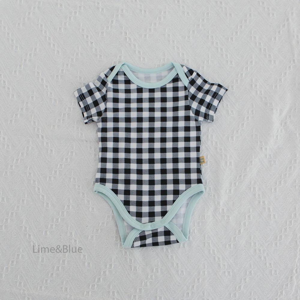 Summer Cracker Check Short-Sleeve Baby Suit