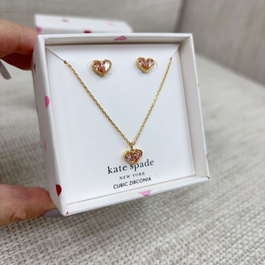 母親節特價🥰🥰 Kate Spade心心耳環頸鏈套裝
