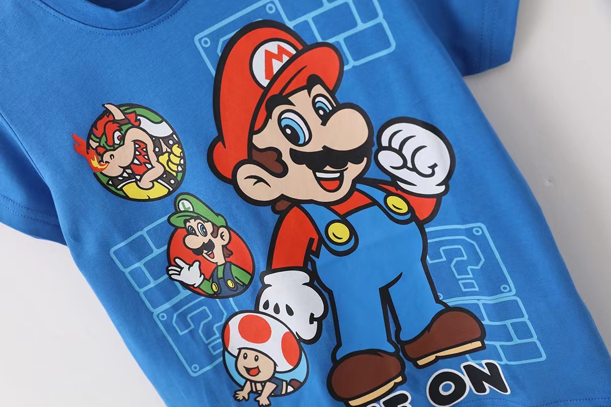 出口日本漫畫風純棉Mario短袖T -1件