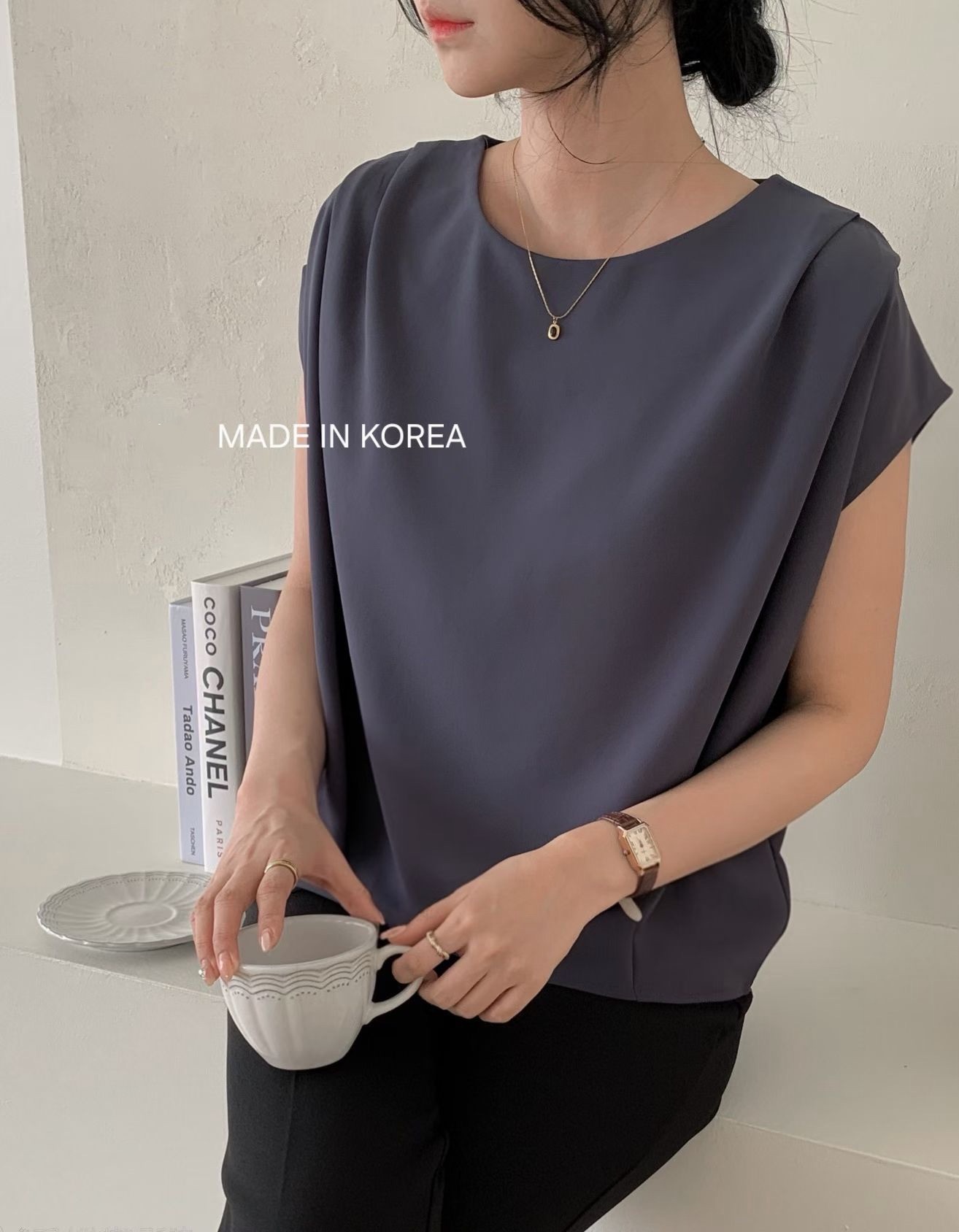 G6178 韓國🇰🇷靚料淨色打皺top