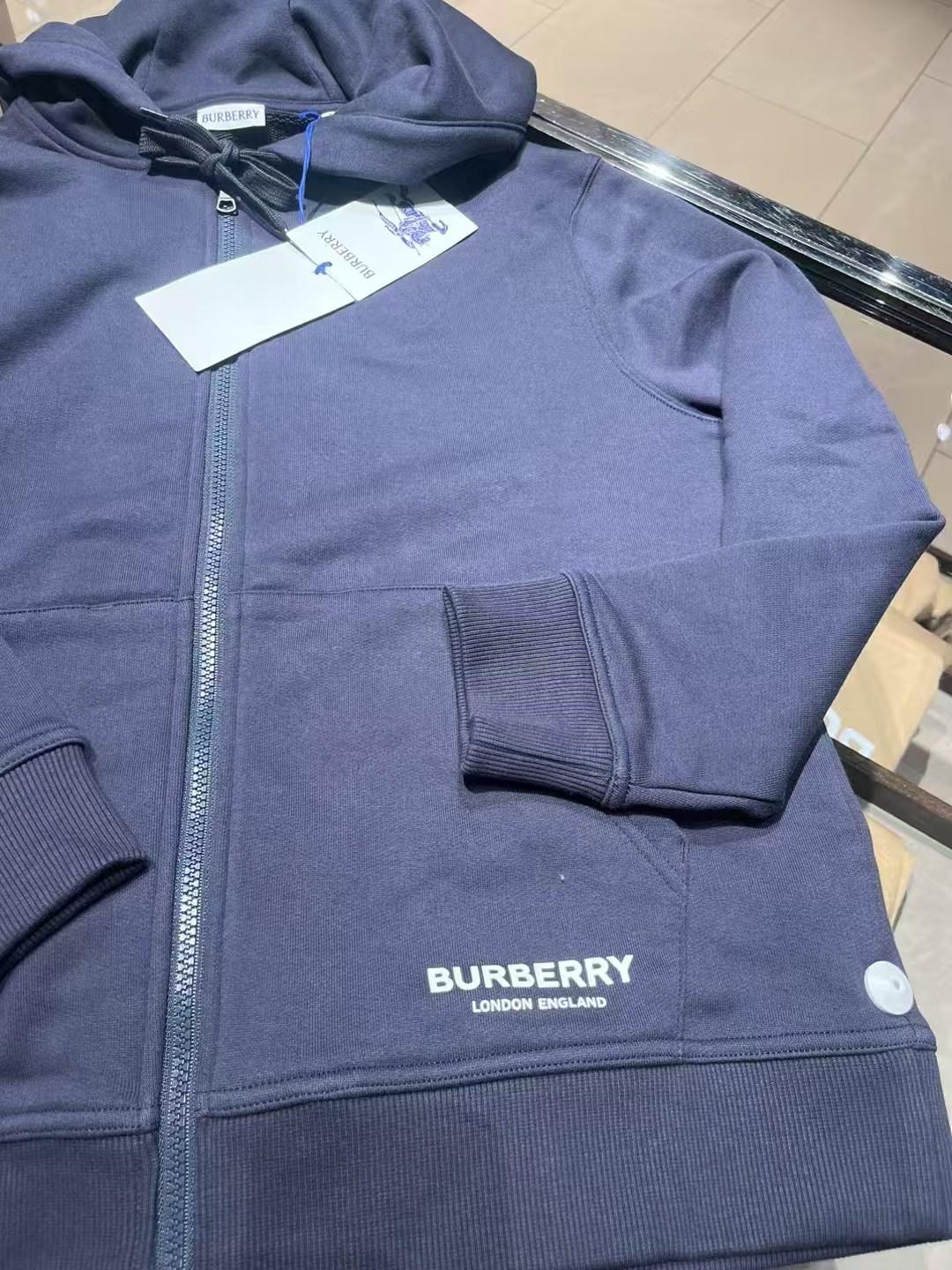 預購 Burberry🌈🌈折扣款 女士連帽拉鍊衛衣 深藍色 Sale