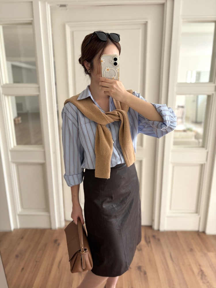 Striped Oversize Shirt (Blue)