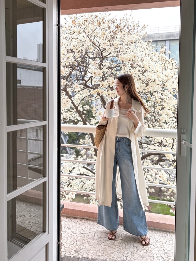 [薄!] Faded Wash Wide Leg Jeans