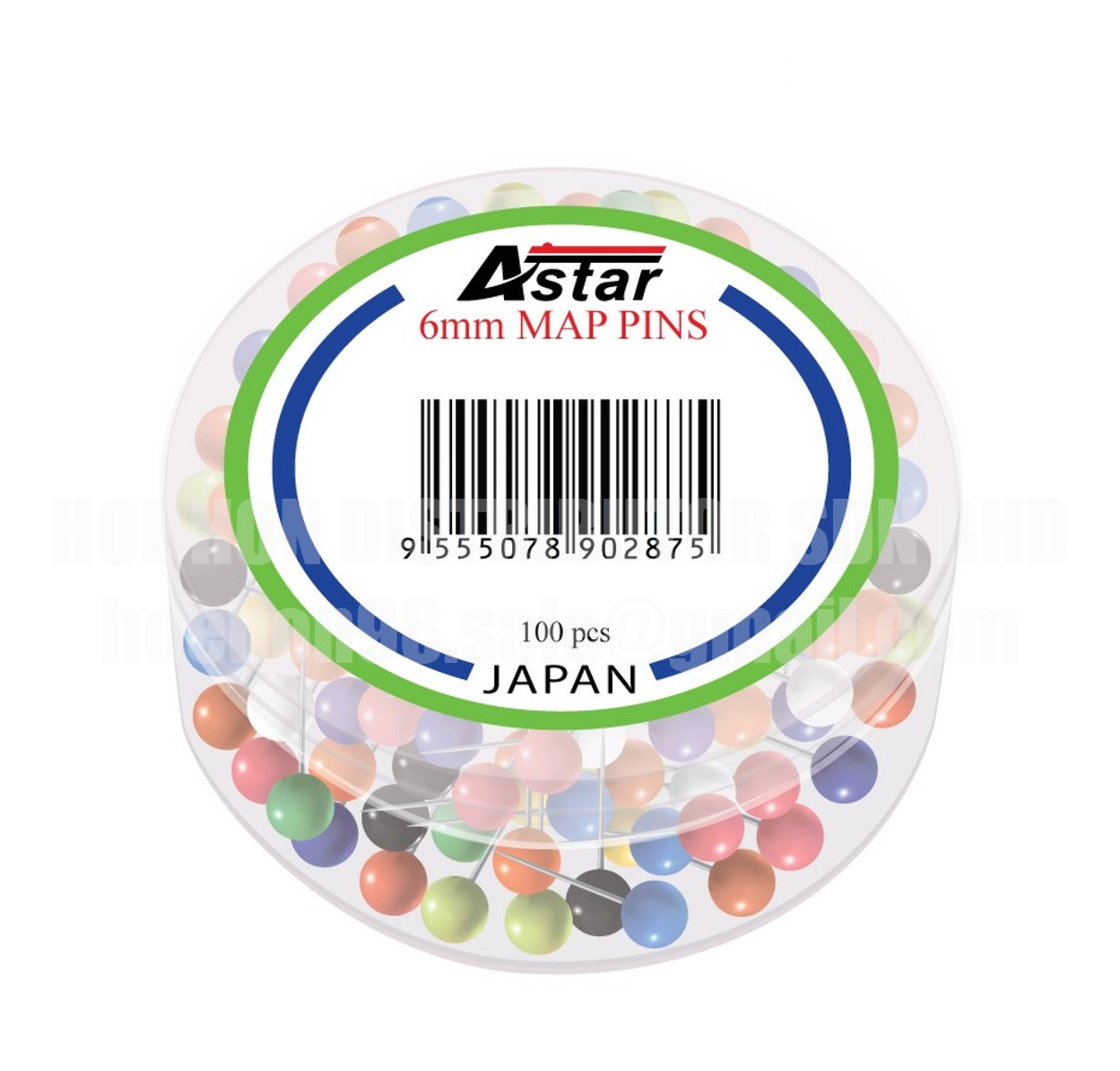 Map Pin/Astar MP6363/Pin Peta/Mix Colour Map/6mm (100 pcs x 1 box)