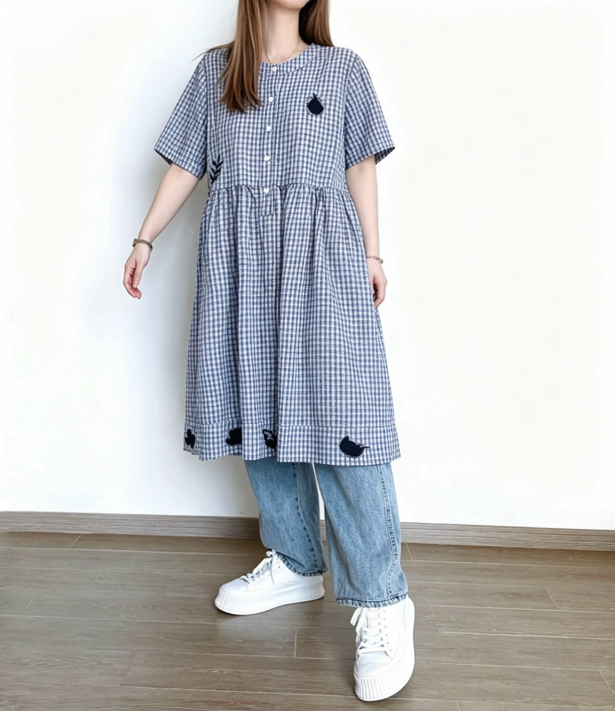 ☀️夏日優惠☀️ 日系格刺繡print Ops