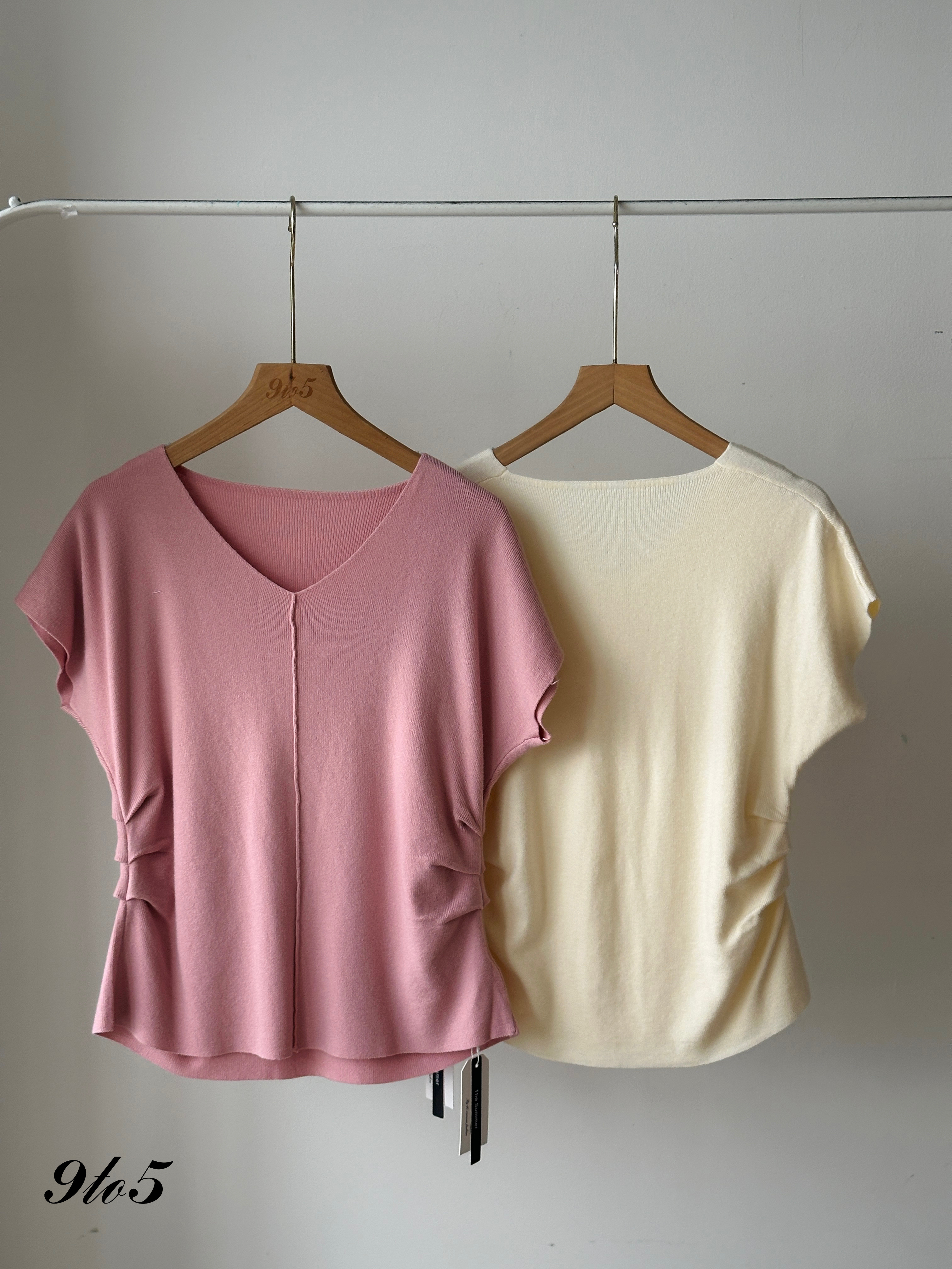T3949 V-Neck Knit Top- 6 Colors