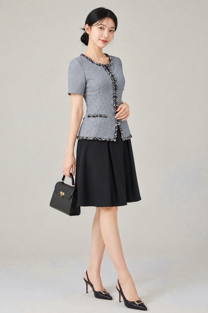 25601-1 Avery Contrast Trim Midi Dress