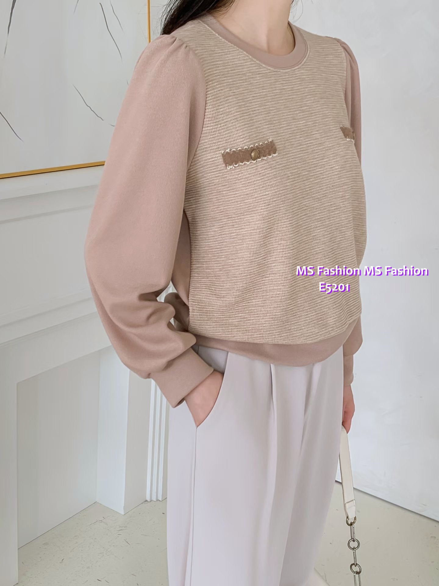 E5201 幼格紋拼布top
