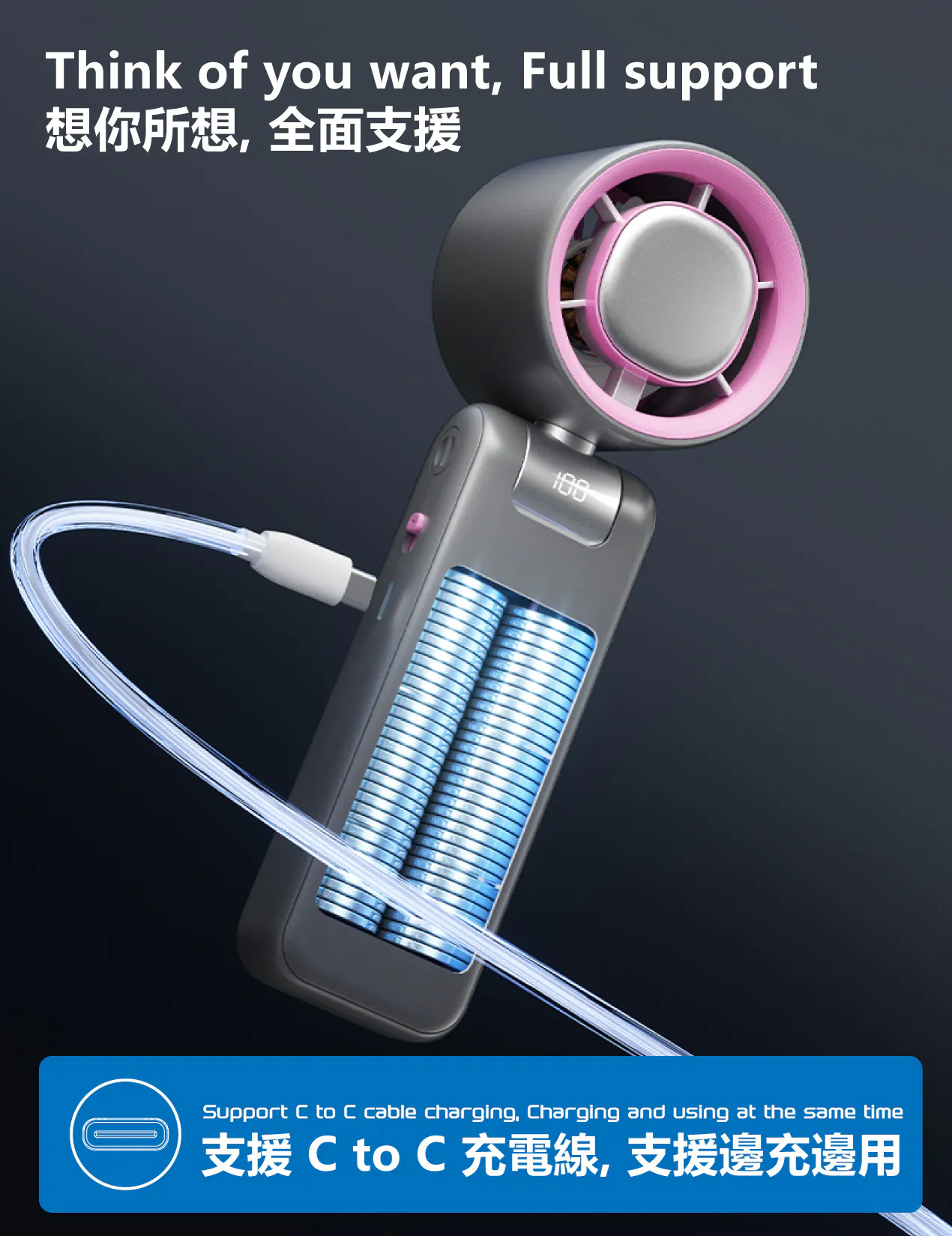 香港行貨 一年保養 ego - HyFreeze 半導體制冷風扇 冰敷手持高速風扇 18小時長氣 / 半導體制冷10度 / LED顯示 / 靜音 / 180度角度調較 HF1