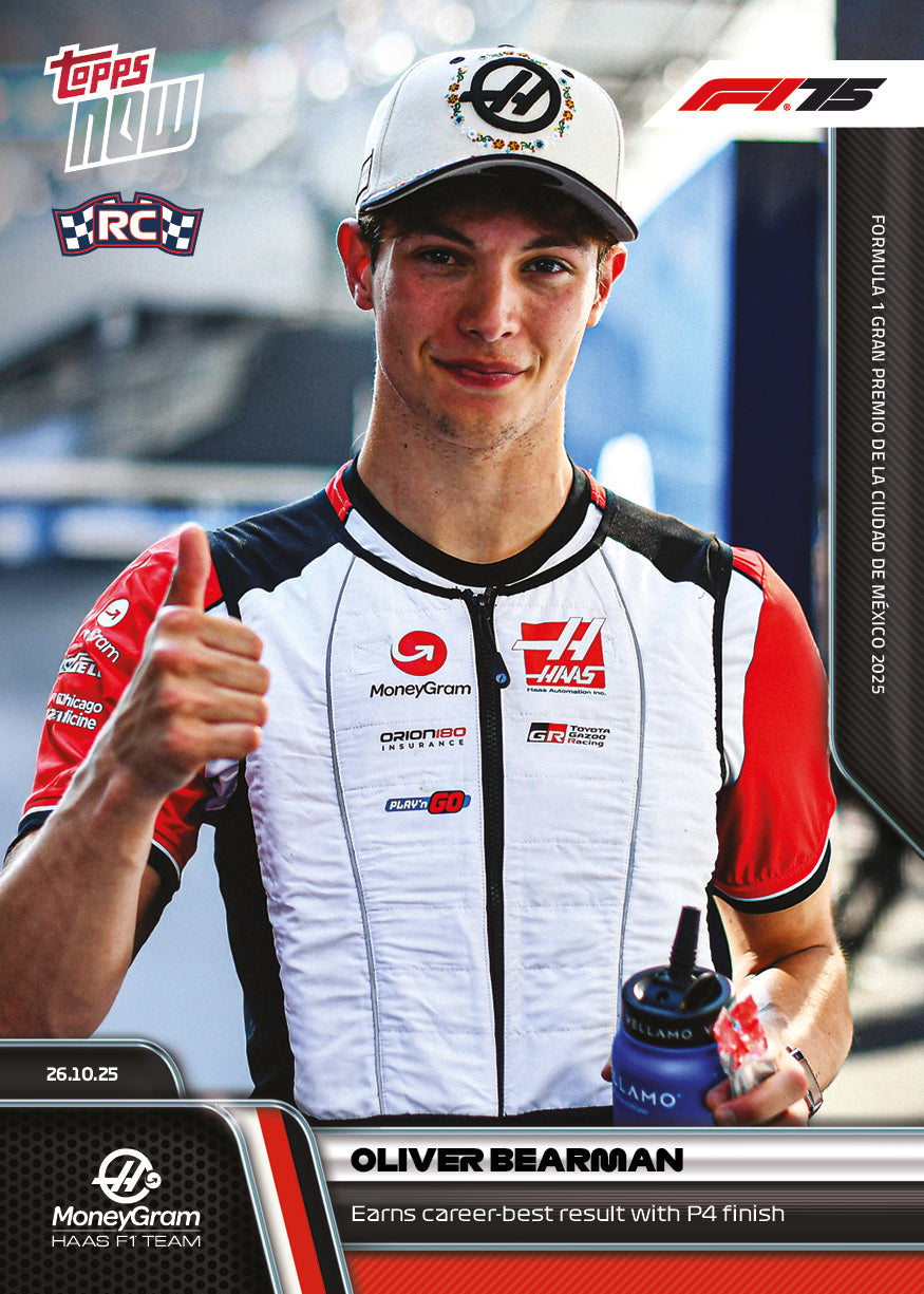 Oliver Bearman RC - 2025 F1 Topps NOW® #73 Mexican GP 生涯最佳P4卡｜PR 2,305