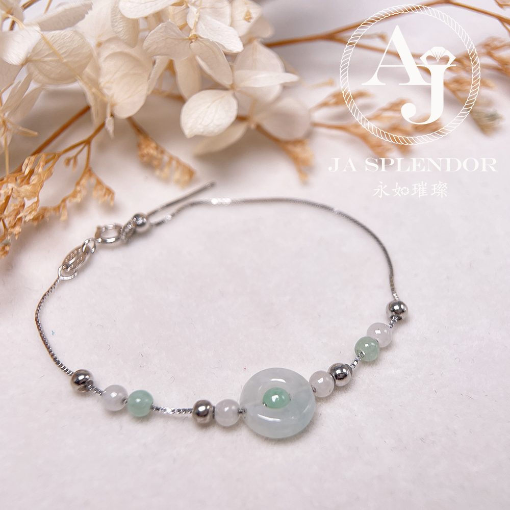 D-36J 天然翡翠A玉 薄荷糖系列純銀手鏈
