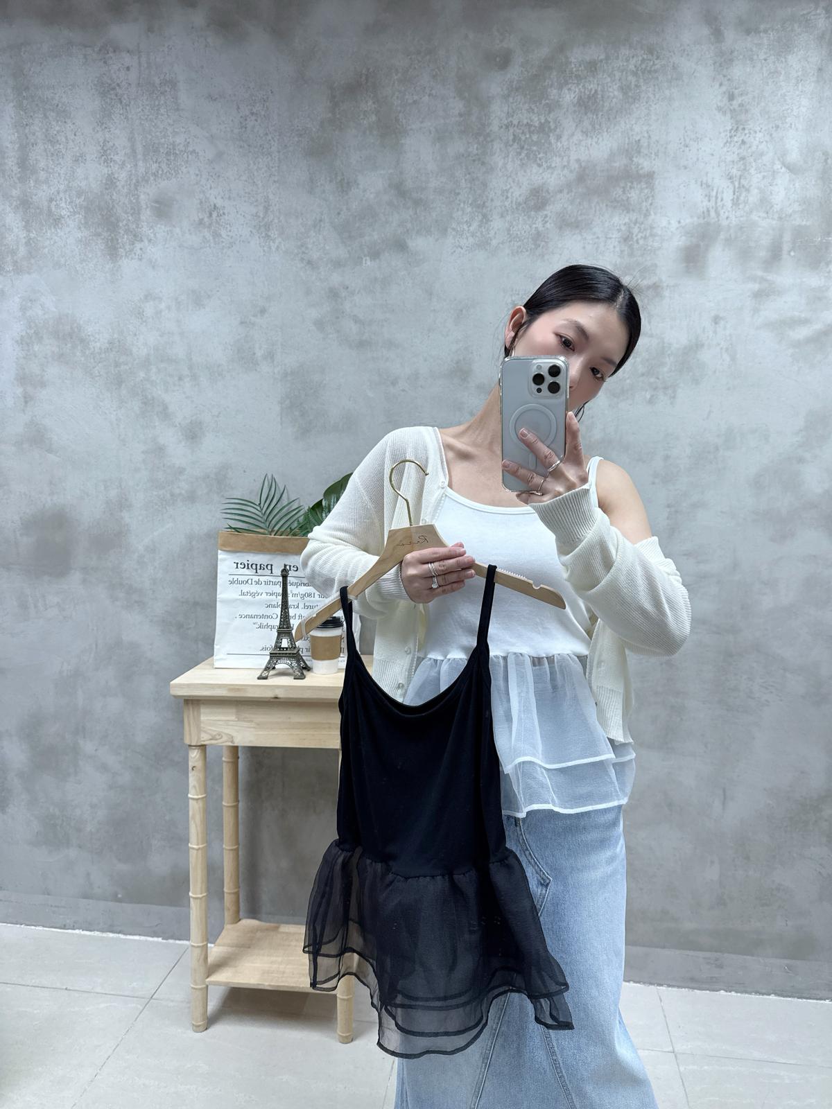 D19 半透紗邊線外套