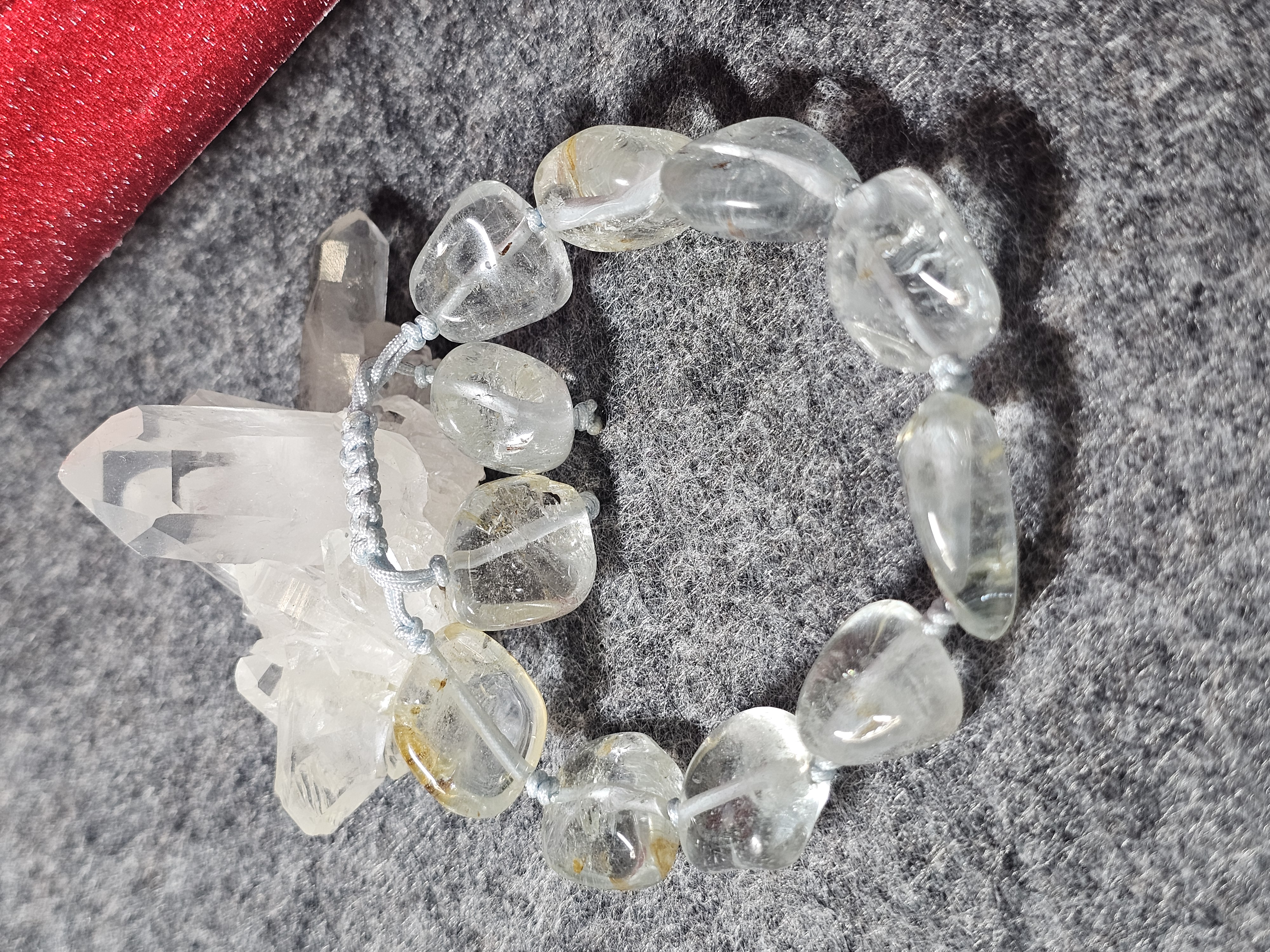 藍水晶不定形織繩手鏈