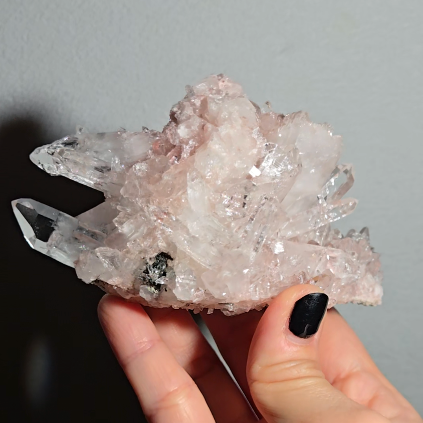Extra pink Pink Lemurian quartz cluster from Colombia - LQ183