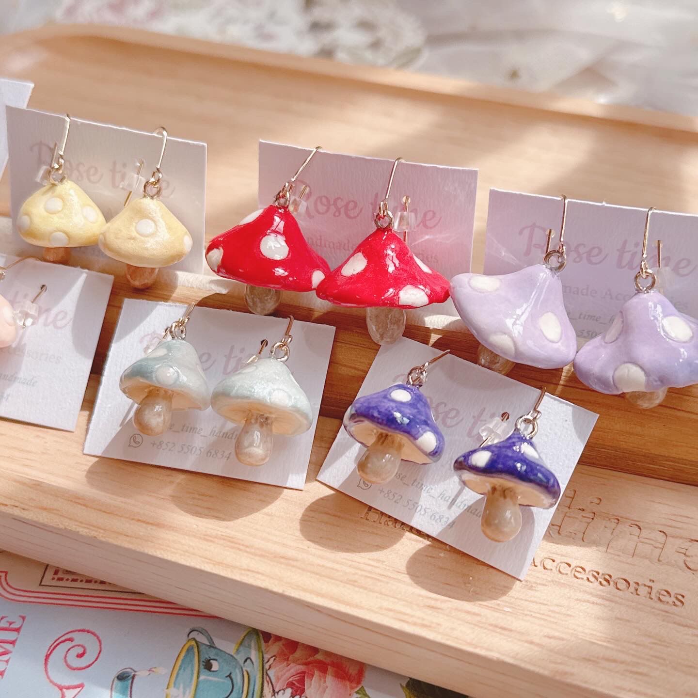 ᴿᵒˢᵉ ᵗⁱᵐᵉ ʰᵃⁿᵈᵐᵃᵈᵉ7️⃣週年 #3月25-27日半價飾物 🈹 手繪立體紅蘑菇耳環🍄🍄