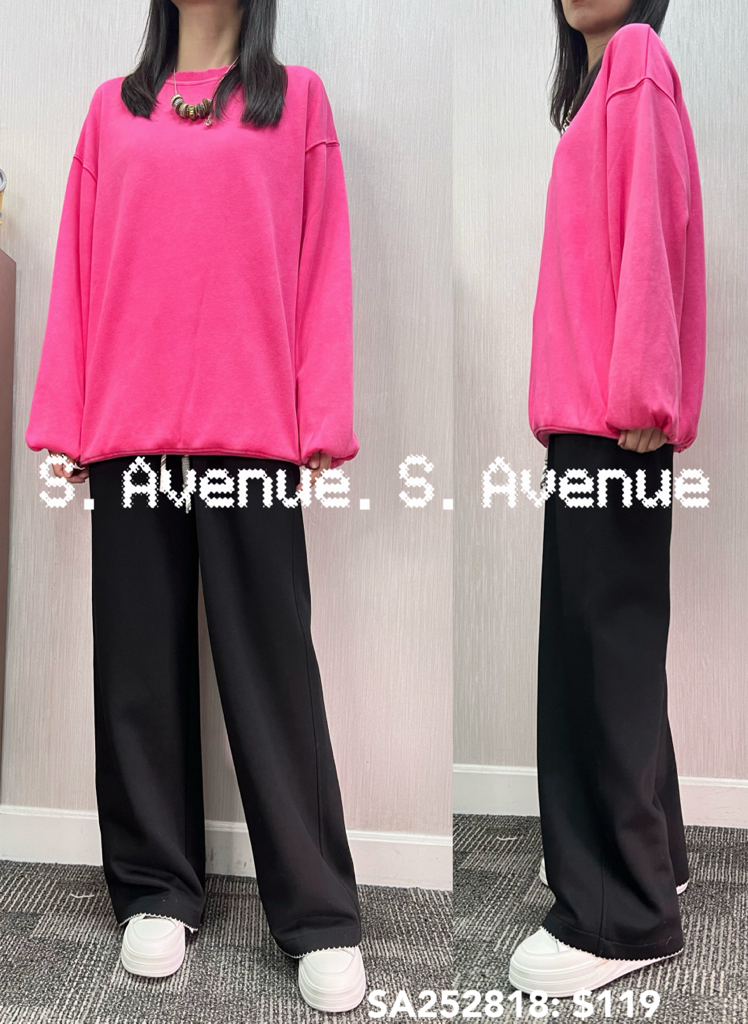 SA252818: 長袖長身洗水棉鬆身衞衣