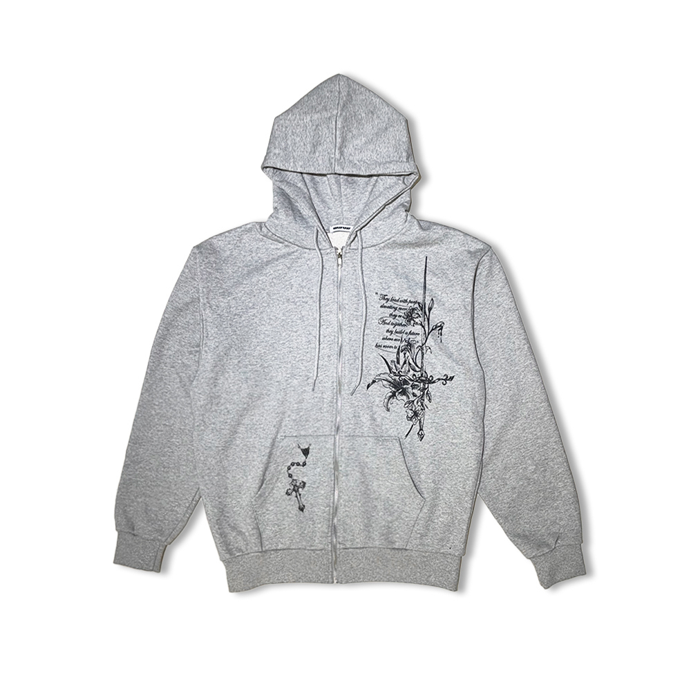Oversized Nocturnal Lily Zip Hoodie