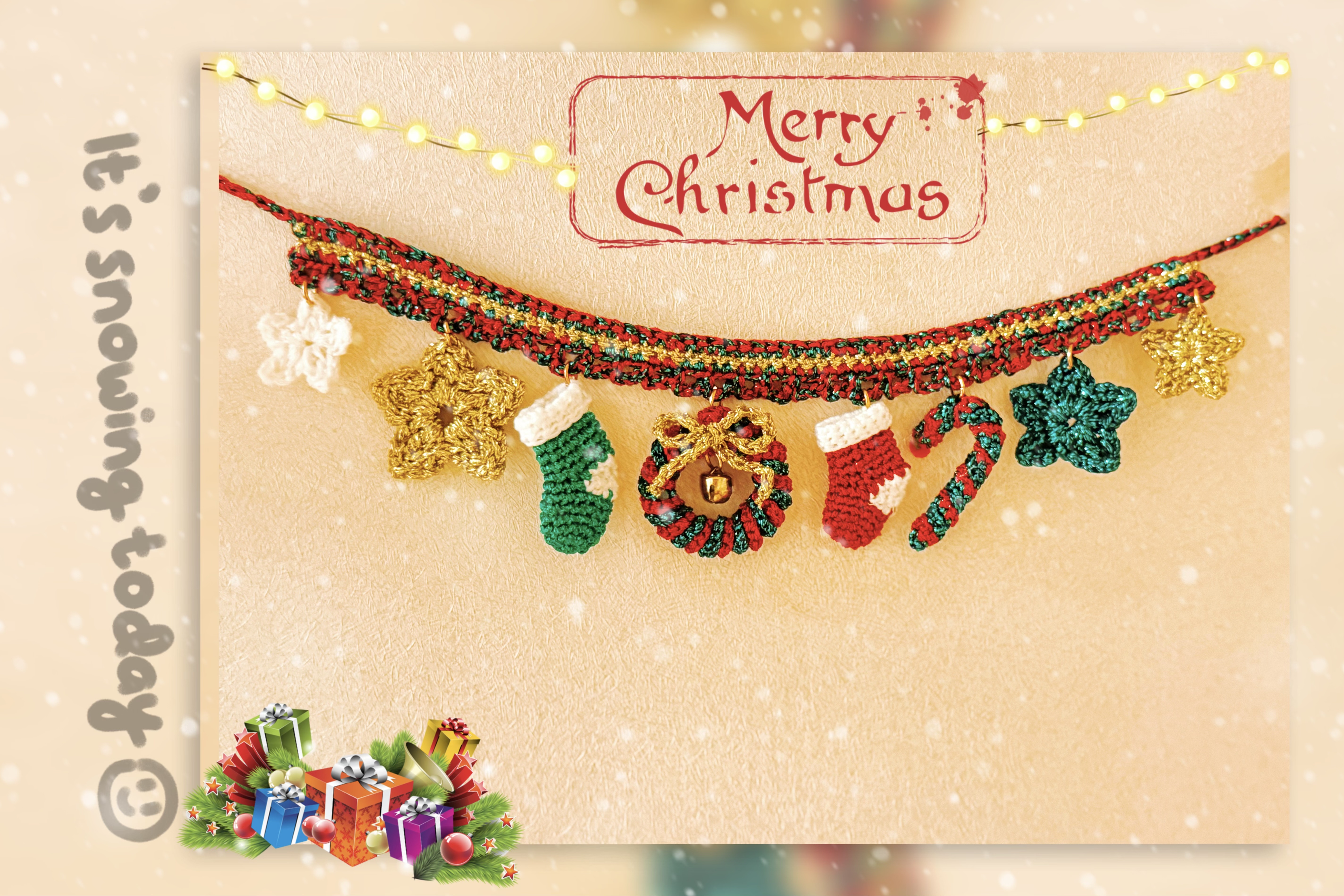 原創手作 毛線編織聖誕作品 寵物聖誕頸飾