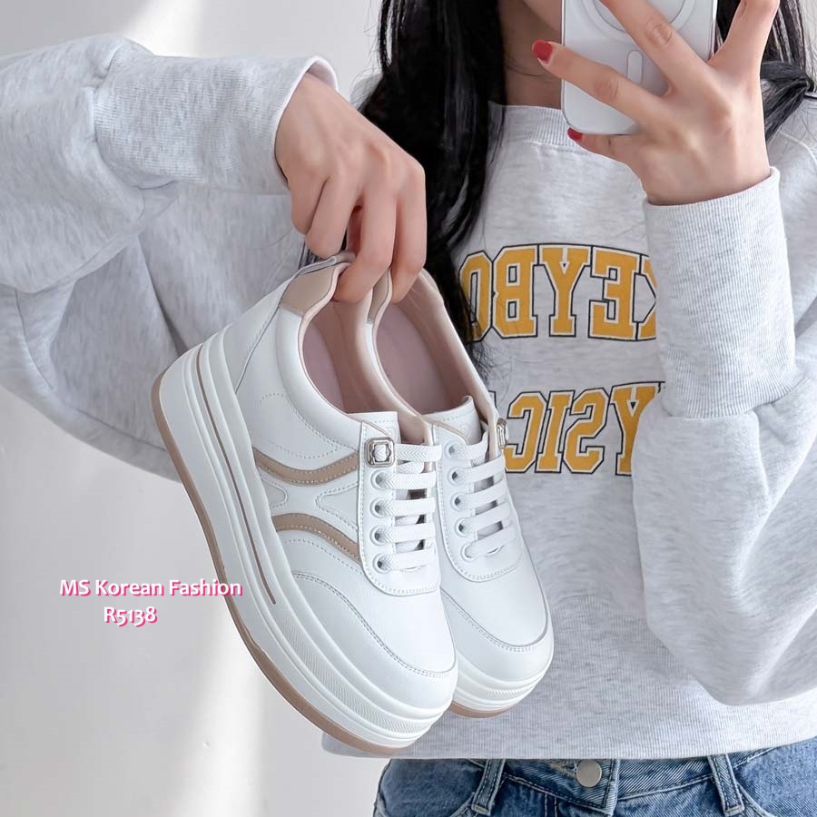 R5138 韓國🇰🇷真皮厚底免綁帶sneakers