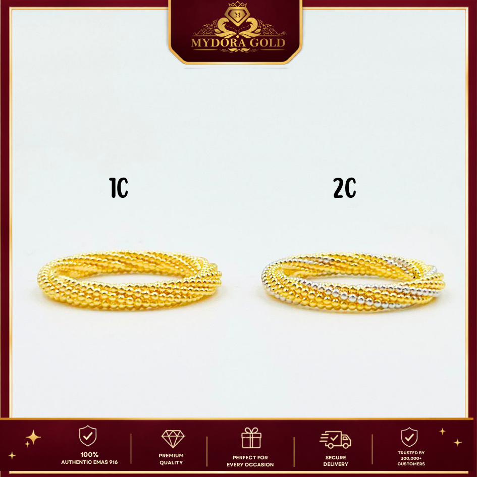 MYDORA Cincin Belah Rotan Pintal Jagung (5G) l EMAS 916/22K