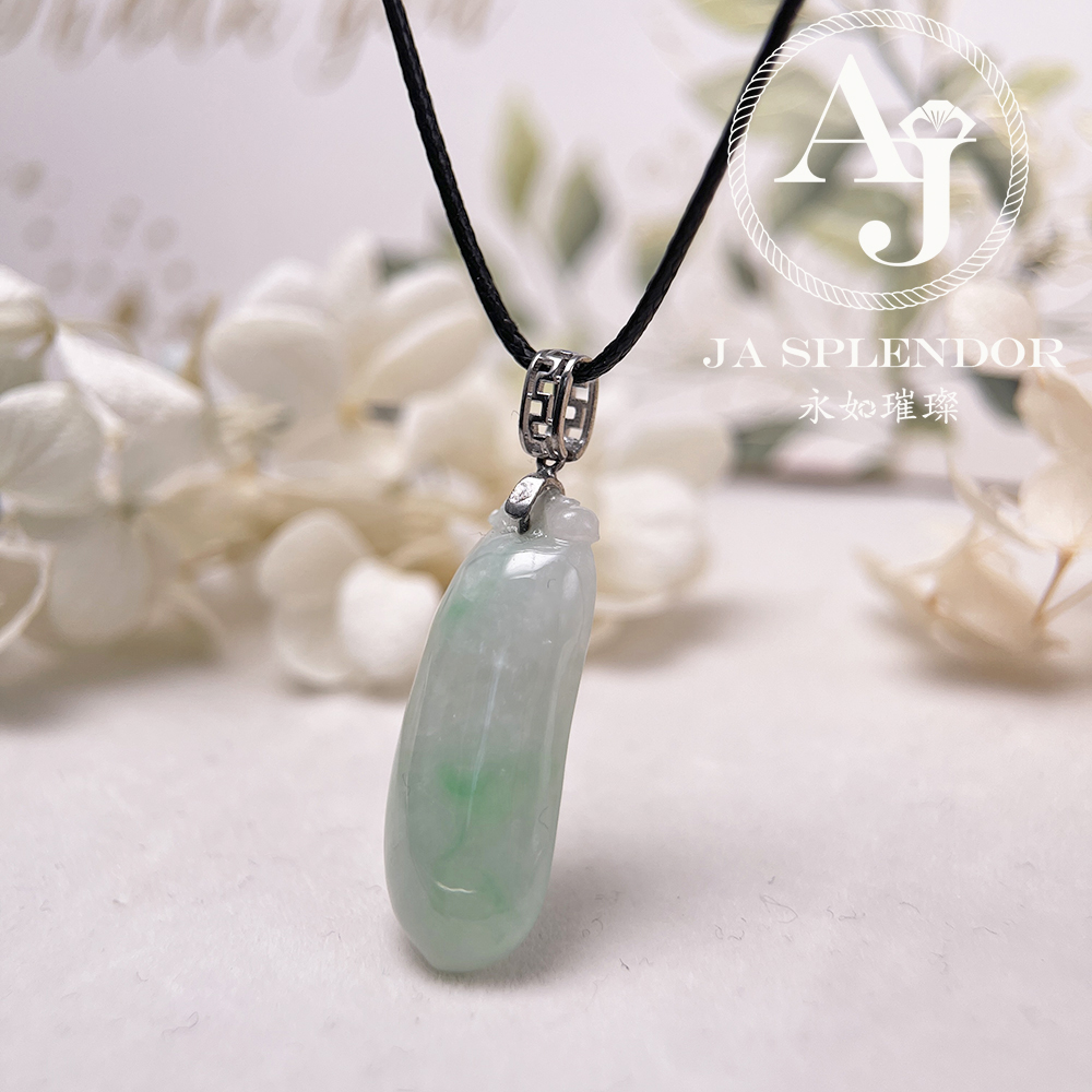 JNS-265 天然翡翠A玉 白底青萬壽果/福瓜吊墜