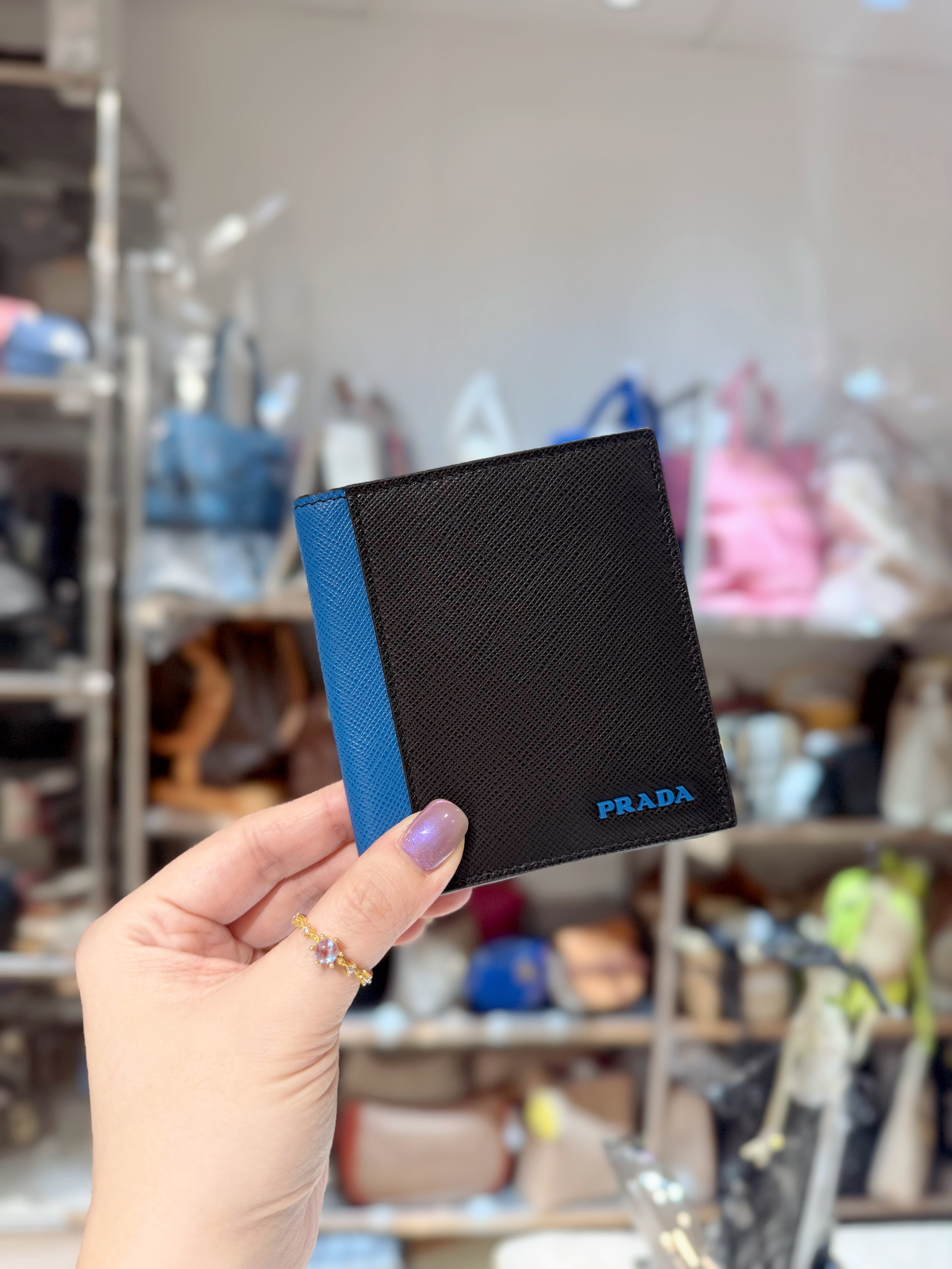 Prada slim small wallet 6cc/sf/blk/blie