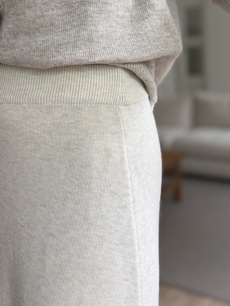 Plain Knit Skater Skirt (Oatmeal)