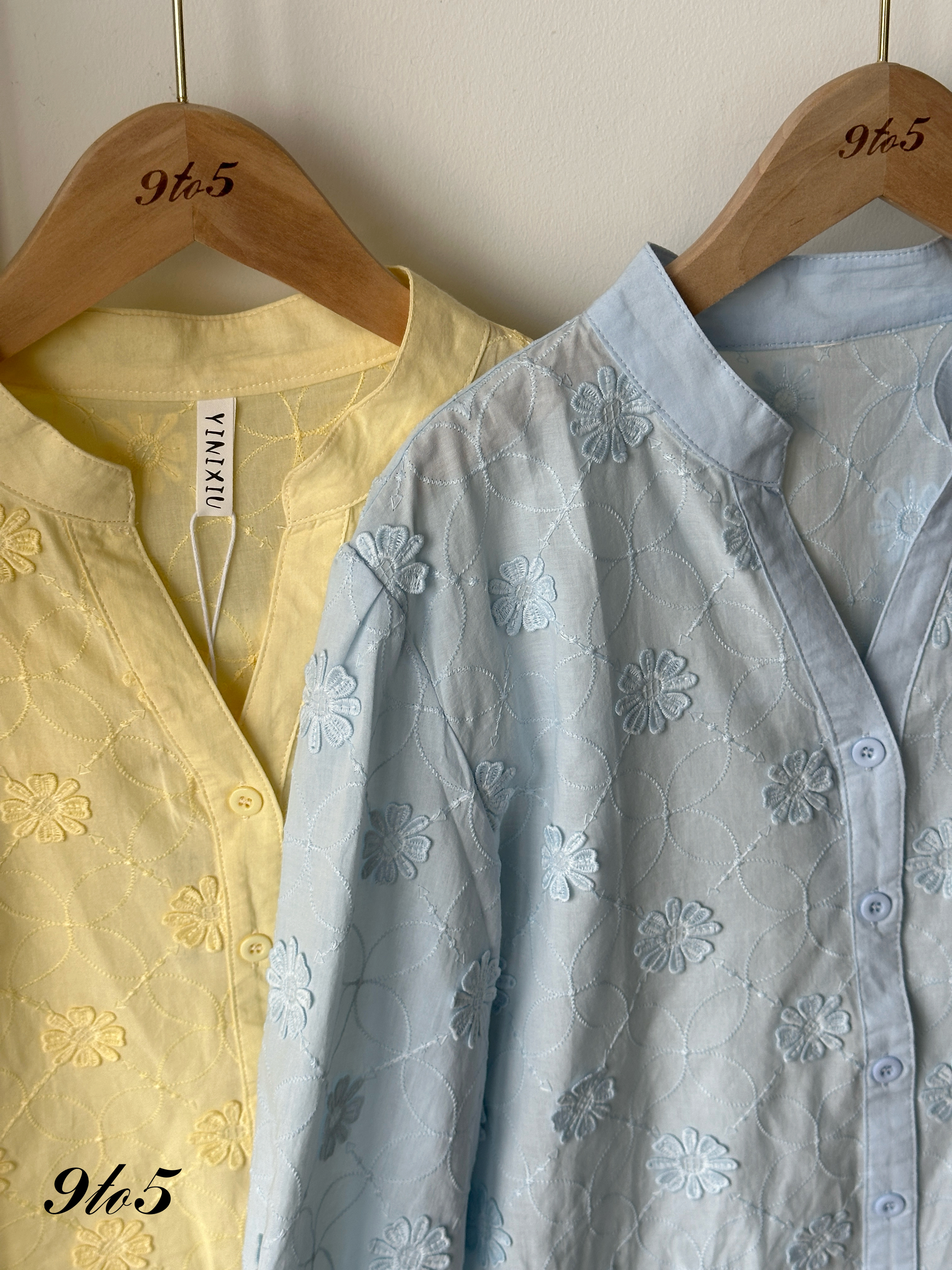 T4273 Half Sleeve Floral Shirt - Blue & Yellow