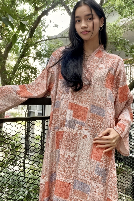 Linen Patchwork Dress - Sweet Tangerine
