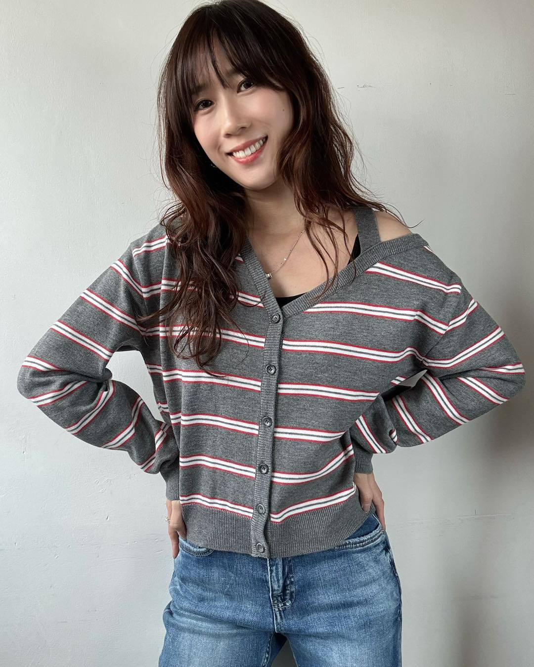 單肩露膊Cardigan 