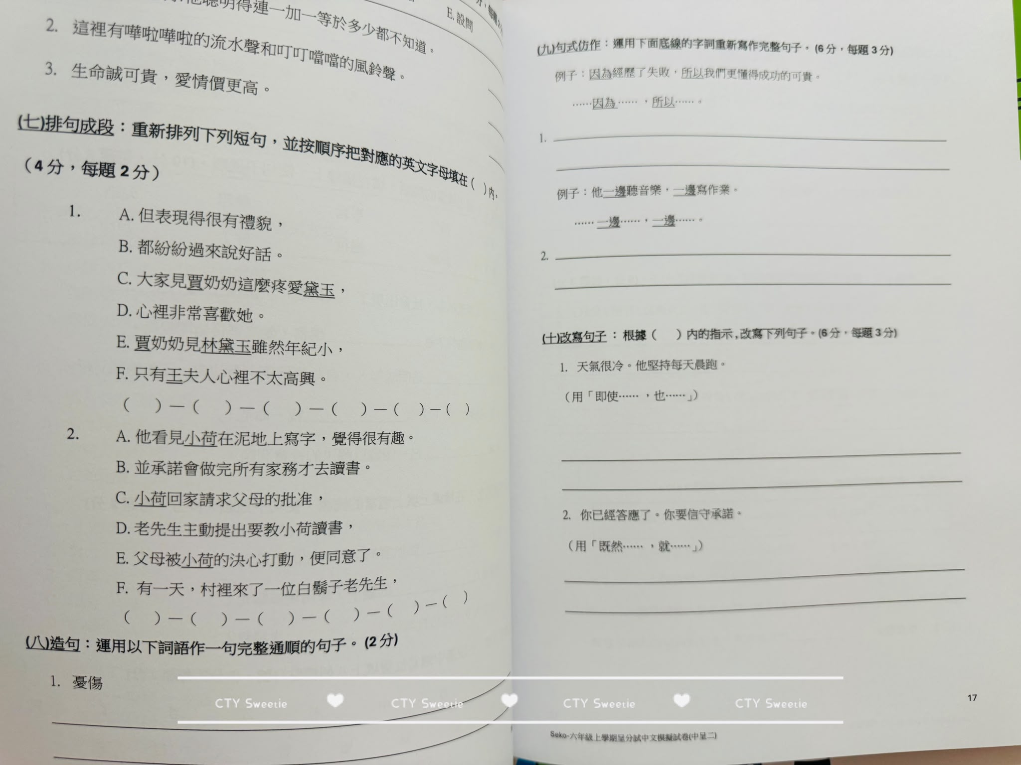 呈分試操卷套餐-中英數呈一二三共9本